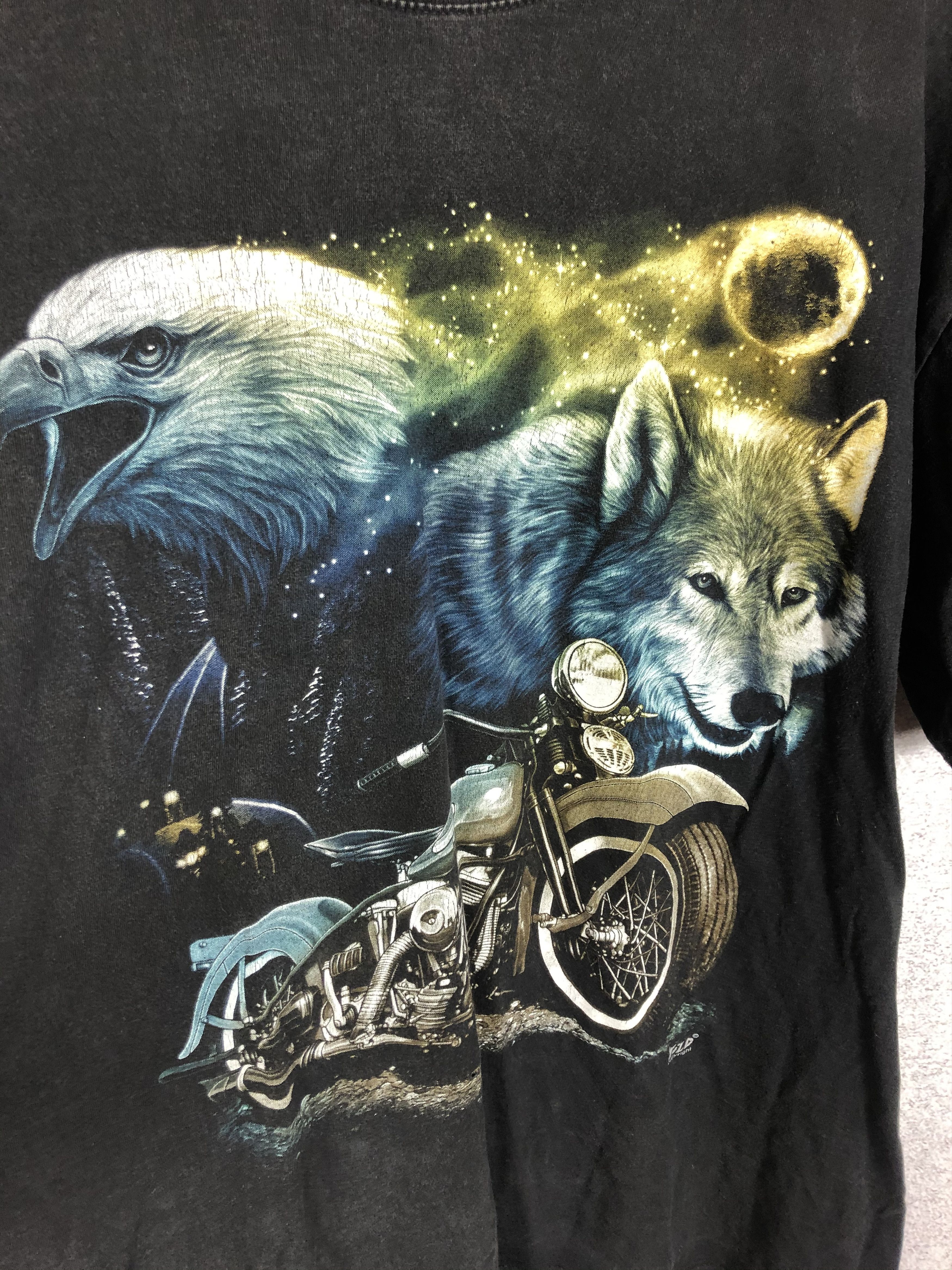 Band Tees American Vintage 90s Wolf EAGLES BIKE Overprint Tee Size US XXL / EU 58 / 5 - 3 Thumbnail