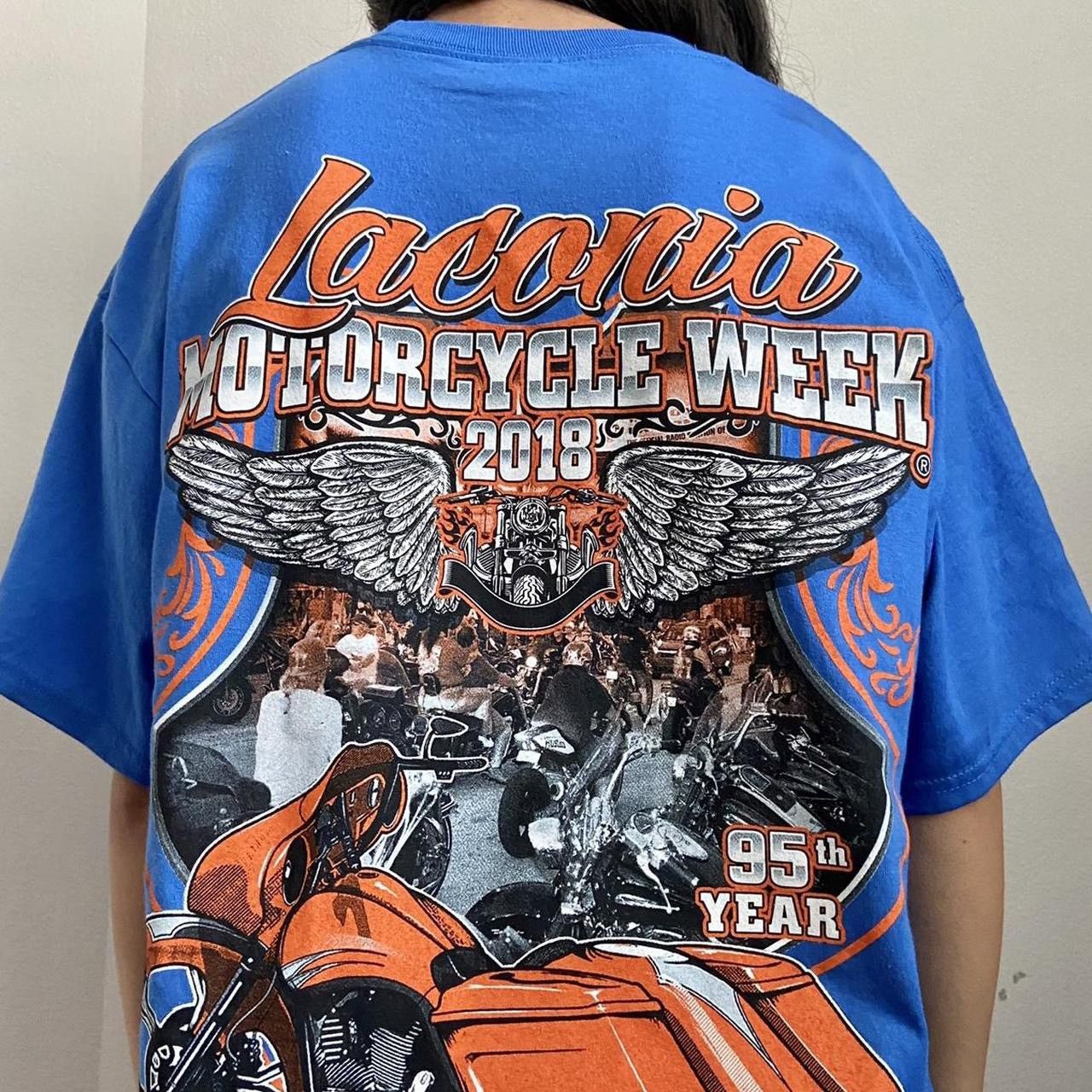 Vintage Vintage Laconia Bike Week Graphics Blue Tee Shirt Grailed