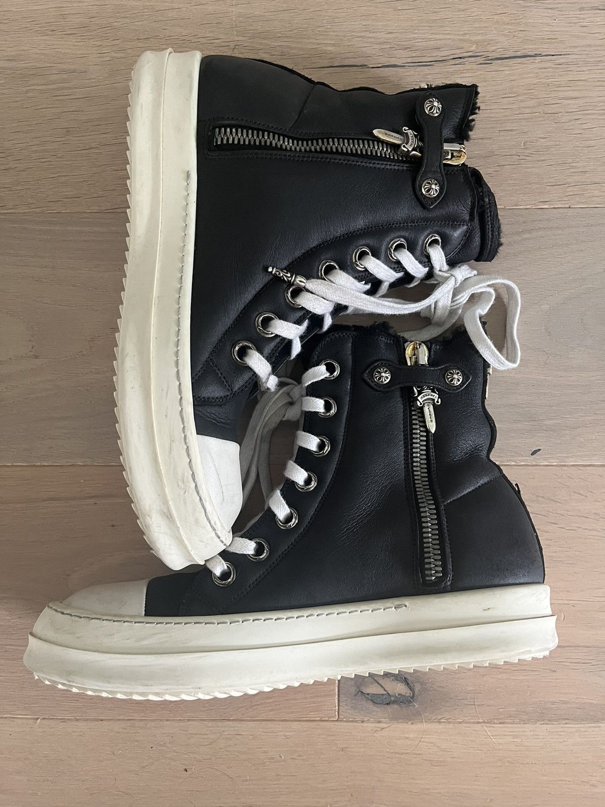 Chrome Hearts × Rick Owens Rick Owens x Chrome Hearts Custom Shearling ...
