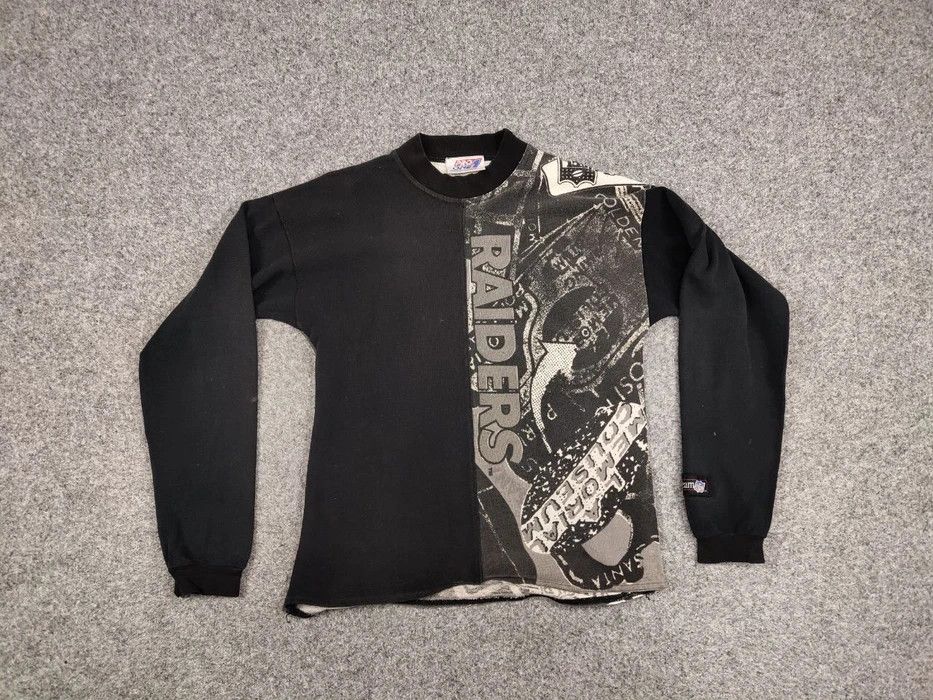 NFL Vintage 90's Raiders Team NFL Print Crew Chek Sweatshirt Size US M / EU 48-50 / 2 - 6 Thumbnail