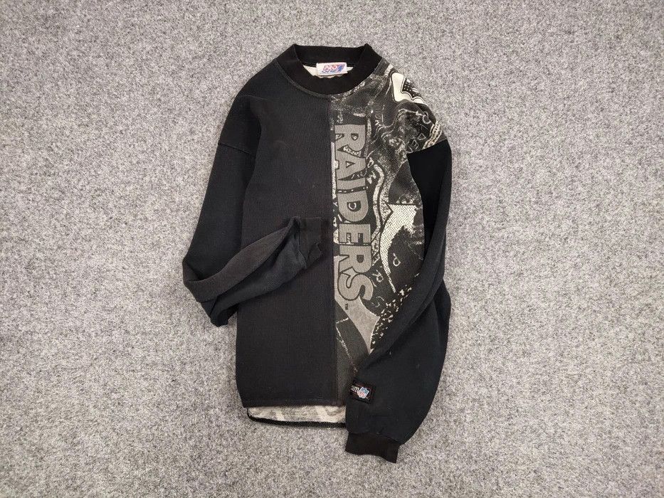 NFL Vintage 90's Raiders Team NFL Print Crew Chek Sweatshirt | Grailed