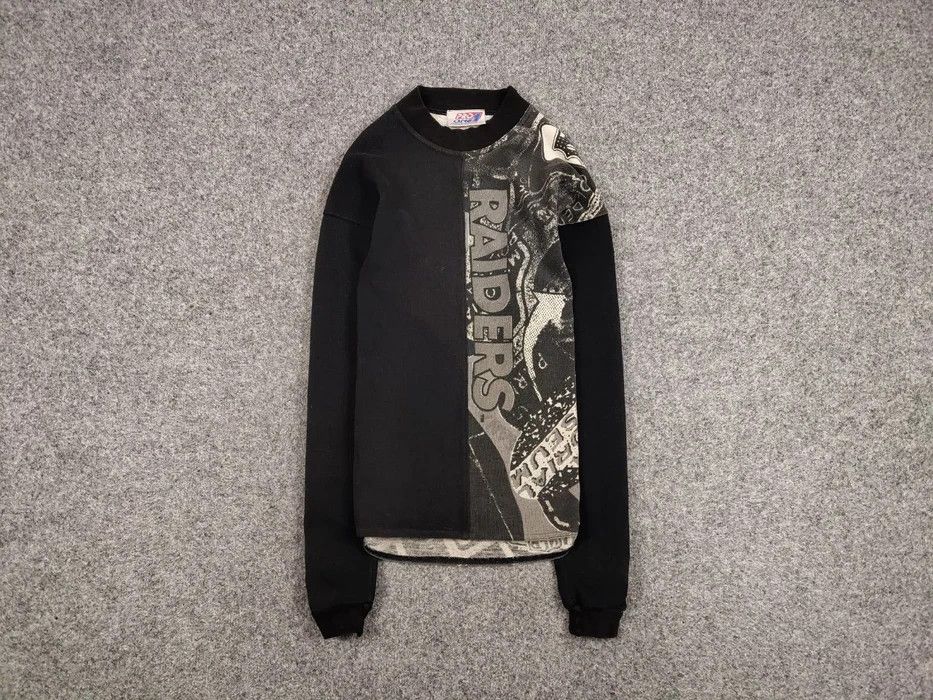 NFL Vintage 90's Raiders Team NFL Print Crew Chek Sweatshirt | Grailed