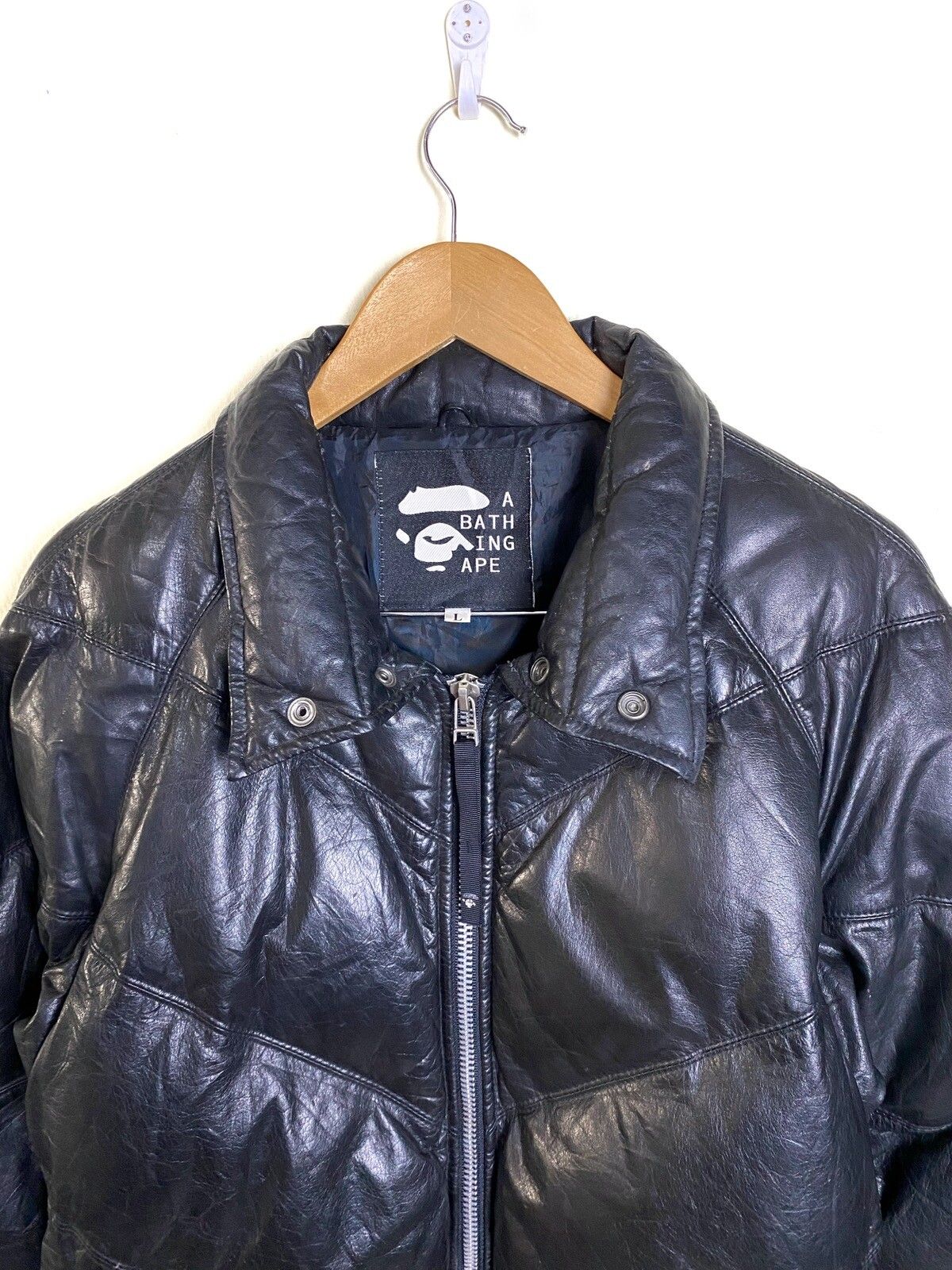 Bape Nigo Era Bape Leather Puffer Jacket | Grailed