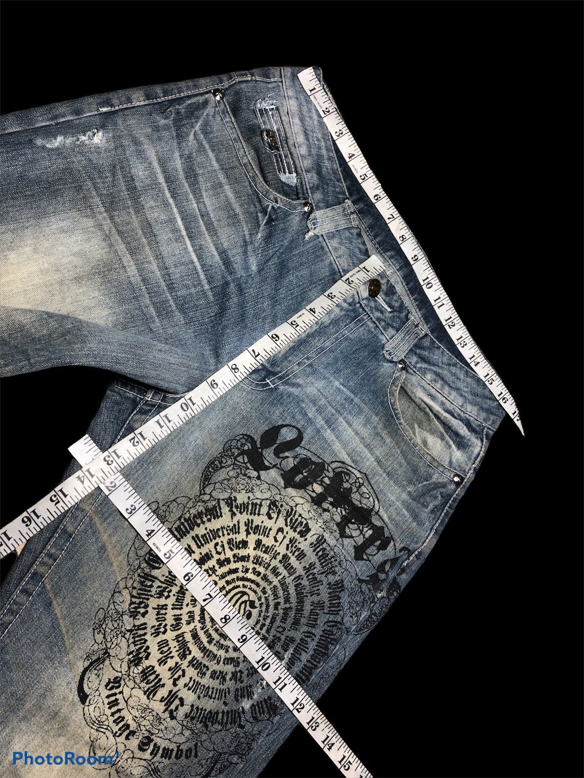 Other SCRIPT DISTRESSED DENIM BY ORIGINAL JEANS Size US 33 - 9 Thumbnail