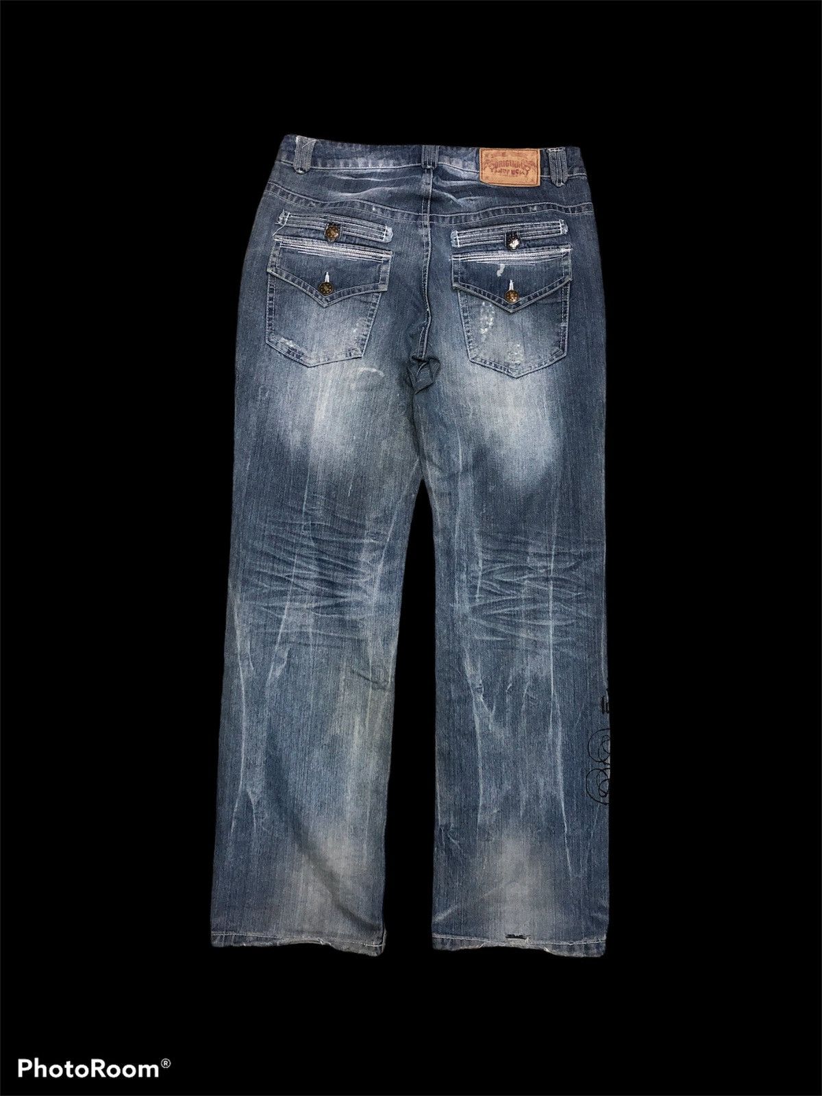 Other SCRIPT DISTRESSED DENIM BY ORIGINAL JEANS Size US 33 - 2 Thumbnail