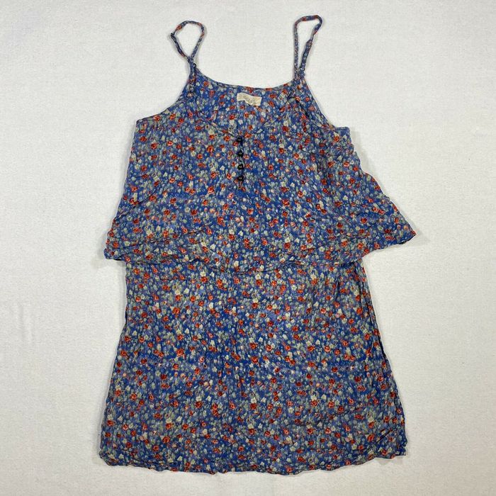 Vintage Aerie XS Women's Flower Blouse With Adjustable Straps Blue Red
