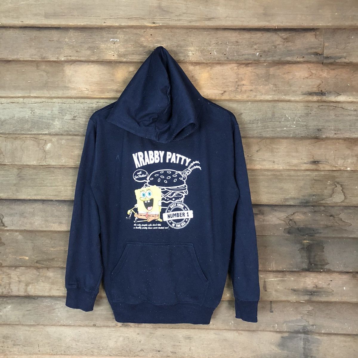 Cartoon Network Spongebob krabby patty cartoon Dark Blue Hoodie #4744 Size US L / EU 52-54 / 3 - 1 Thumbnail