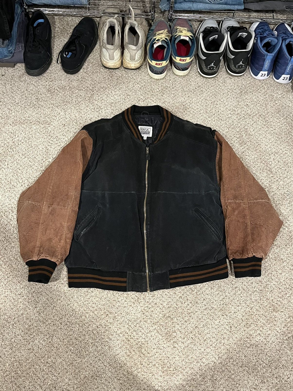 Basic Editions Basic Editions Leather Varsity Jacket | Grailed