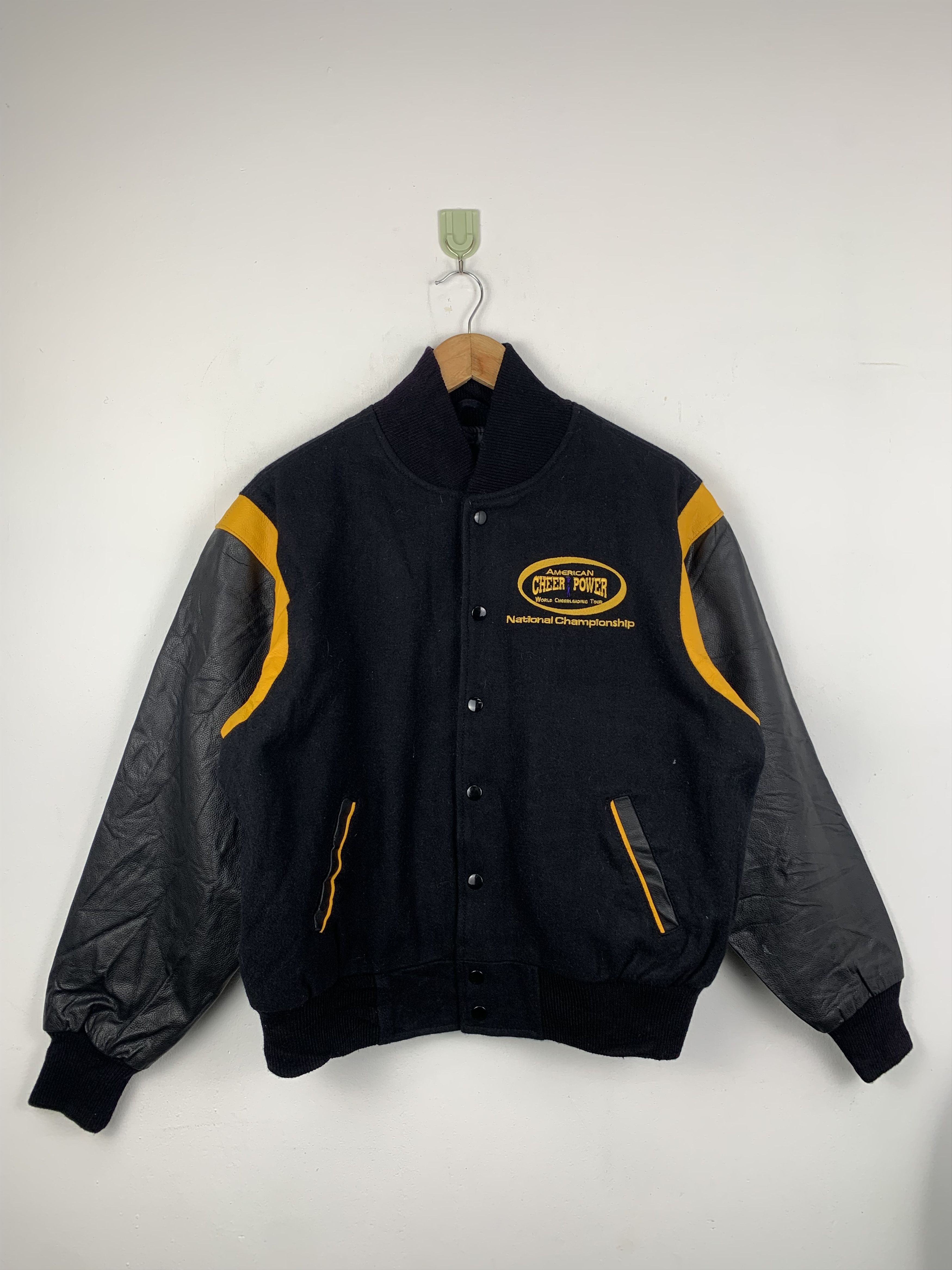 Other Vintage 90s National Champion Sleeve Leather Varsity V0531 Size US L / EU 52-54 / 3 - 2 Thumbnail