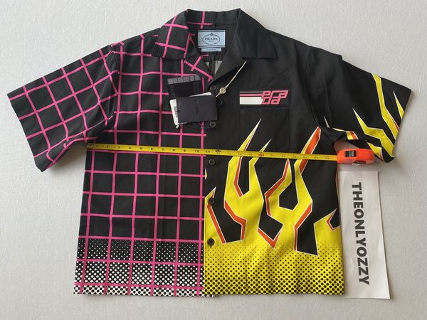 Prada Prada Double Match Bowling Shirt Black Pink sz M | Grailed