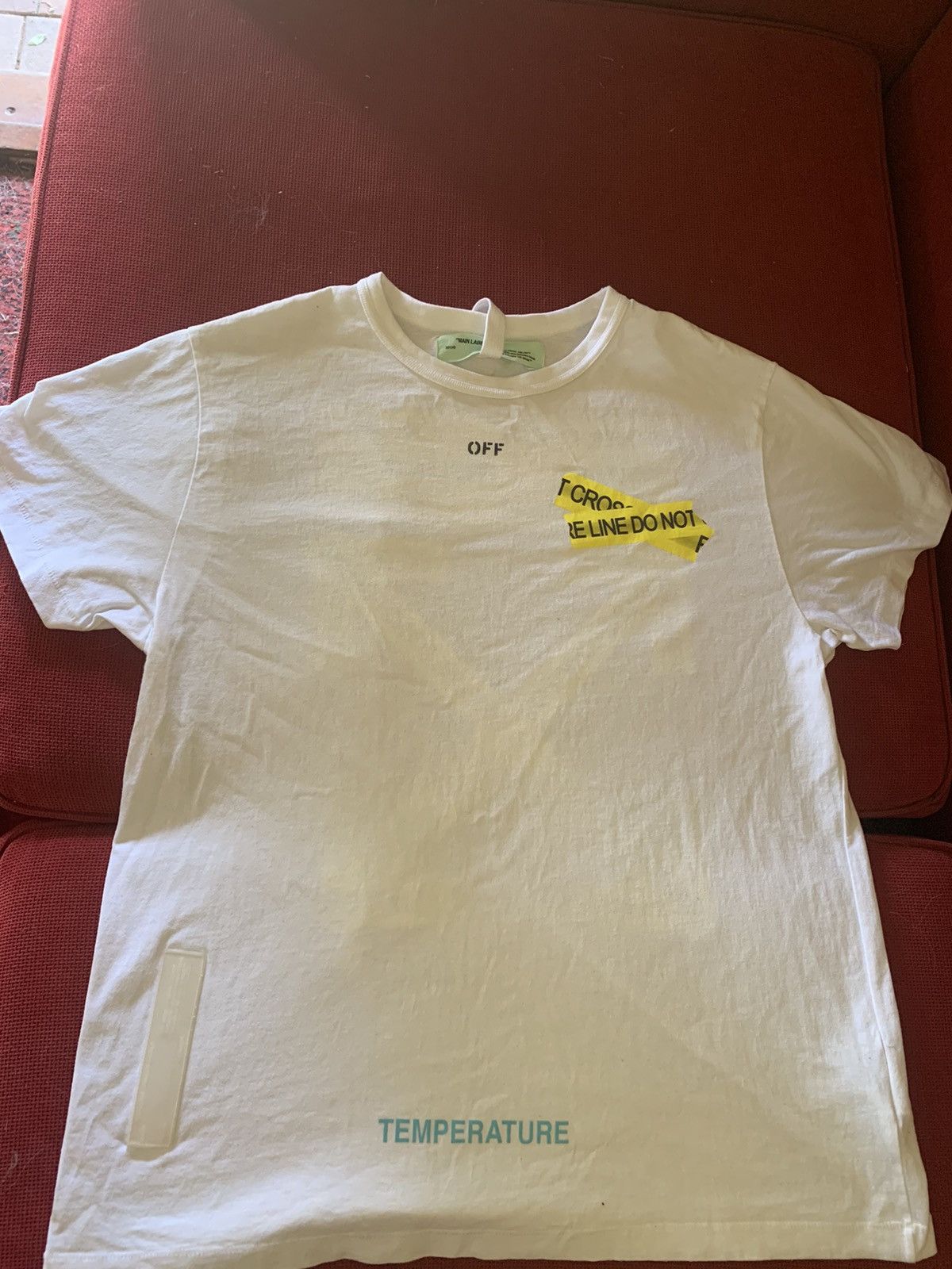 Off White White Fire Tape Fire Line Do Not Cross tee T shirt Grailed