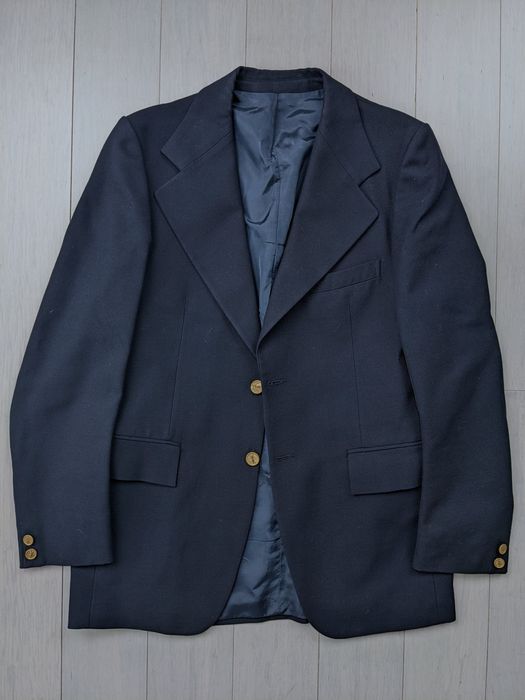 Saint Laurent Paris Vintage YSL Brass Buttons Navy Blazer Jacket MADE