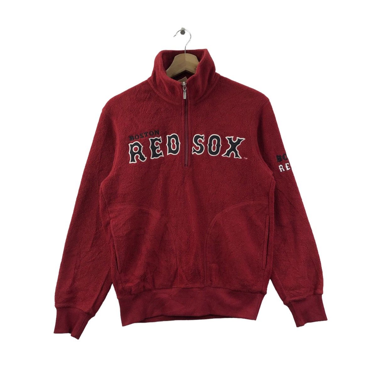 80s 90s VINTAGE ヴィンテージ USED 古着 Lee Harfzip Fleece Jacket Boston Redsox MLB フリースジャケット ボストンレッドソックス XL 紺 Boston Red Sox MLB Vintage 90's Mens Nylon Lined Jacket By