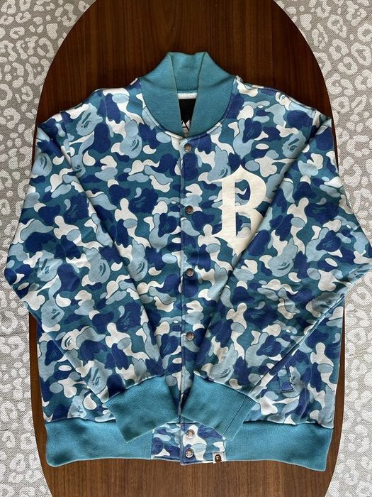 Bape A Bathing Ape BAPE OG Blue ABC Camo Varsity Jacket | Grailed