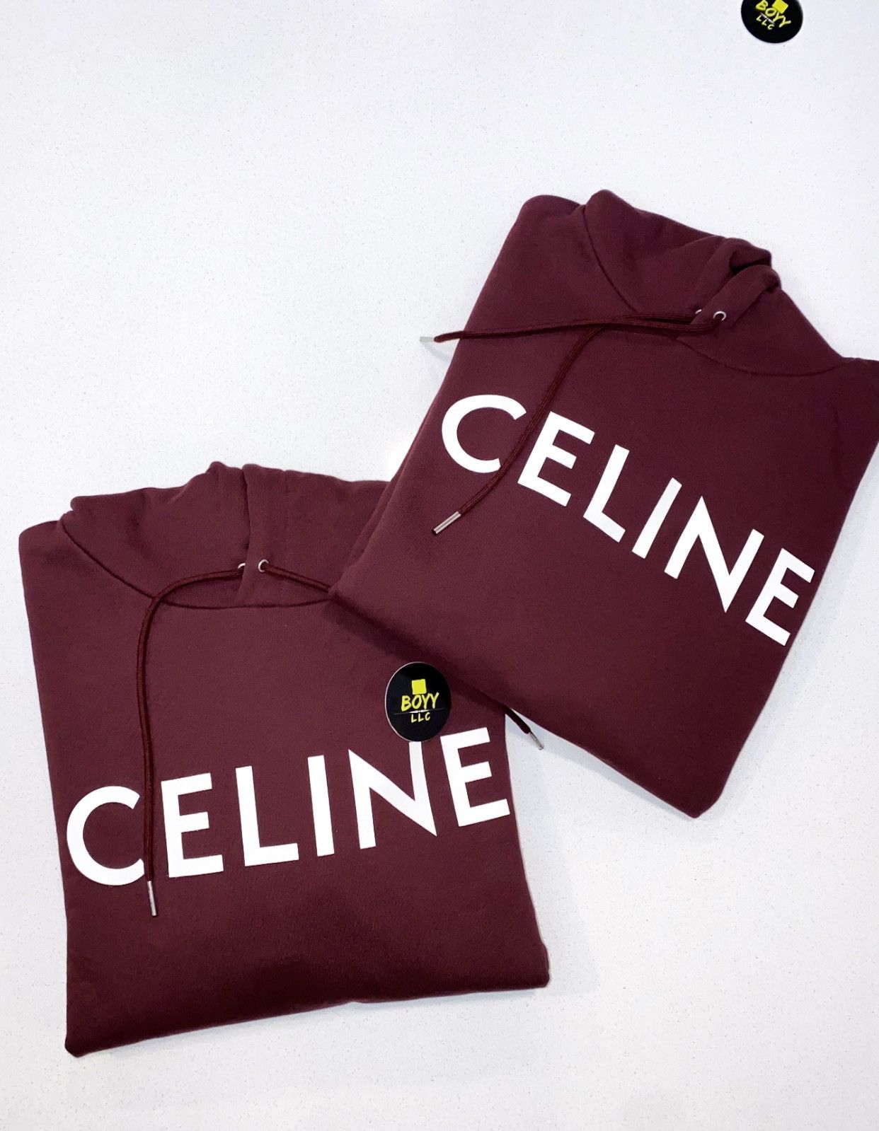 image of Celine Logo Hoodie in Burgandy, Men's (Size Small)