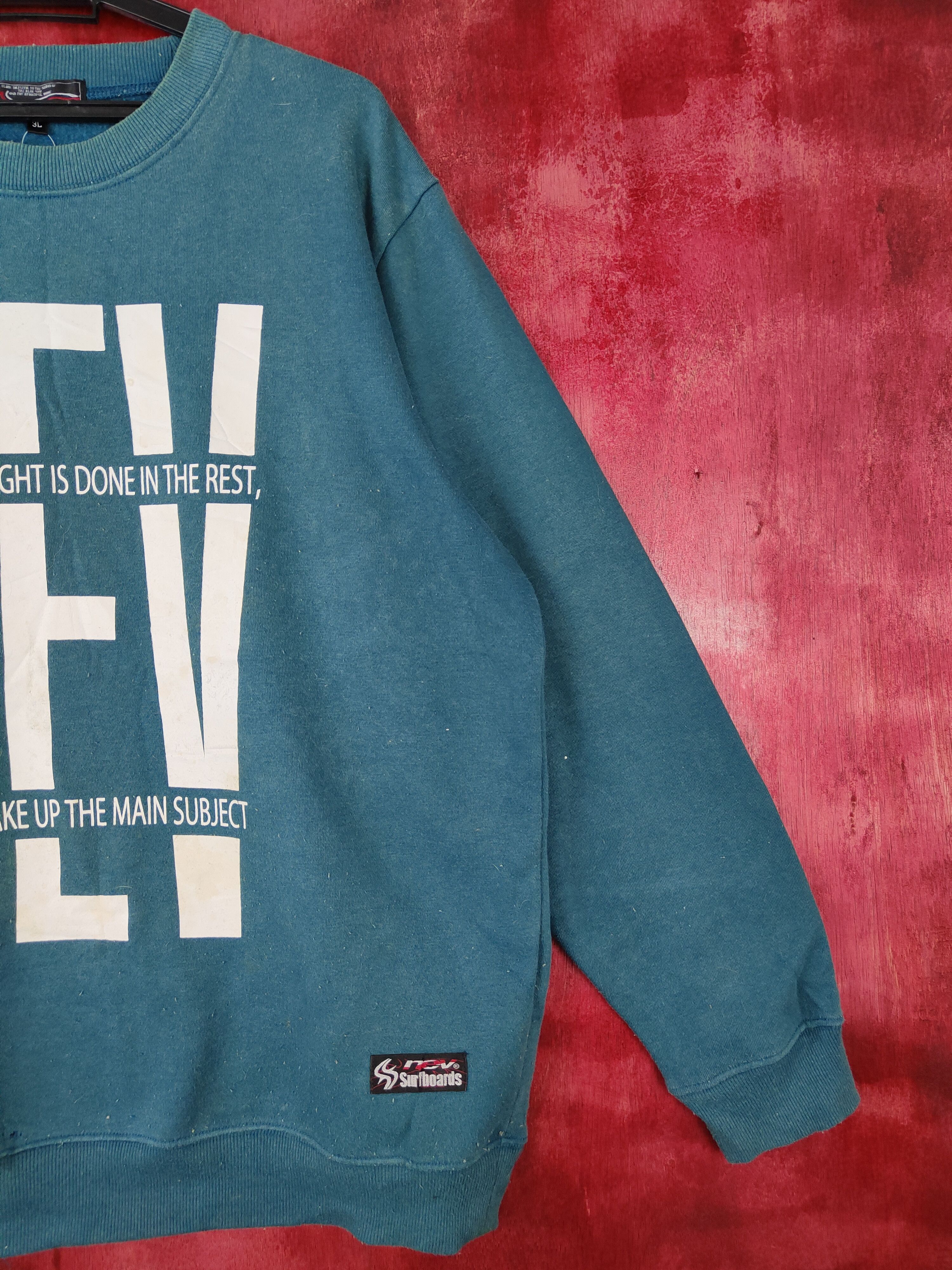 Japanese Brand NEV Surfboards Green distressed Sweatshirt #4807 Size US L / EU 52-54 / 3 - 7 Thumbnail