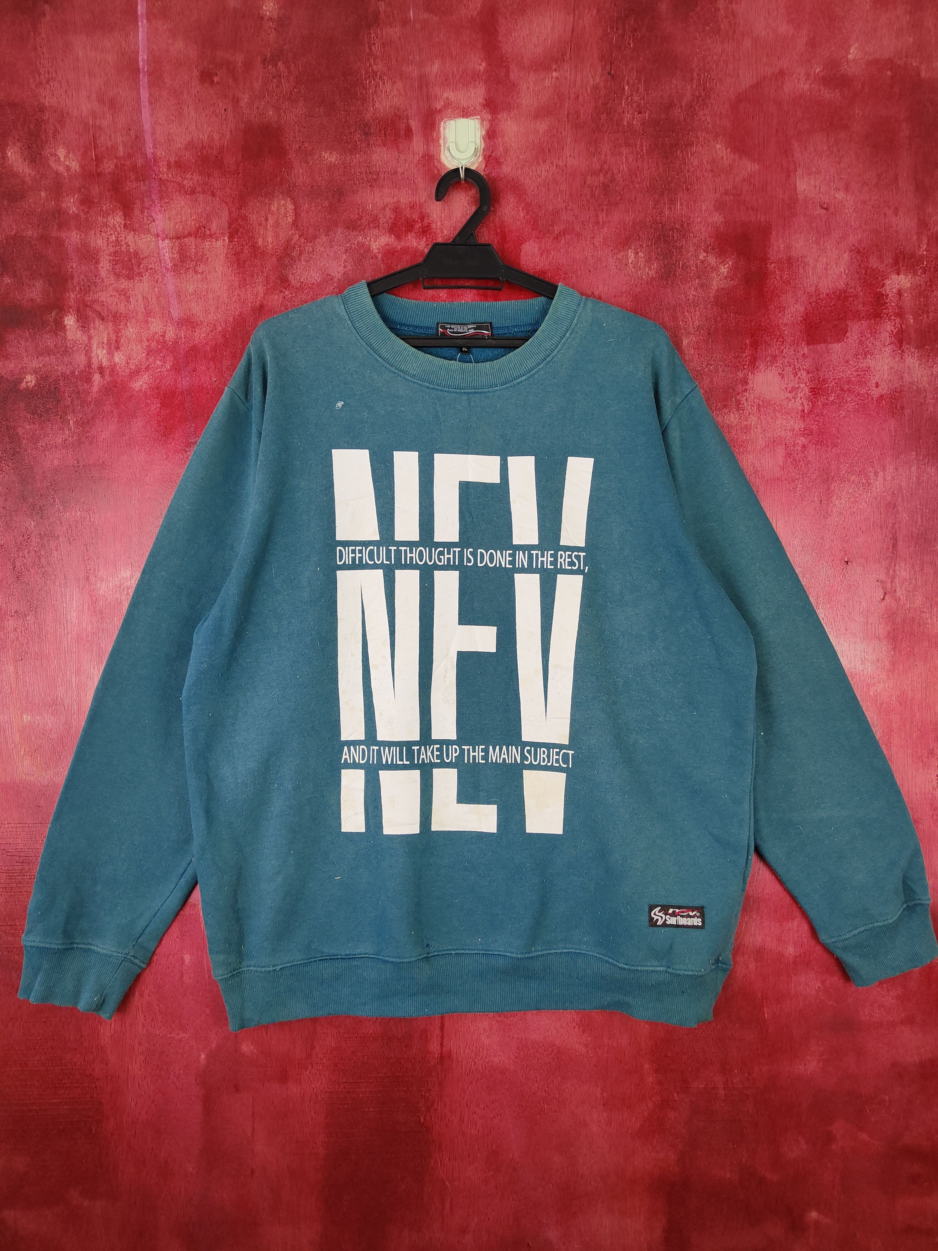 Japanese Brand NEV Surfboards Green distressed Sweatshirt #4807 Size US L / EU 52-54 / 3 - 1 Thumbnail
