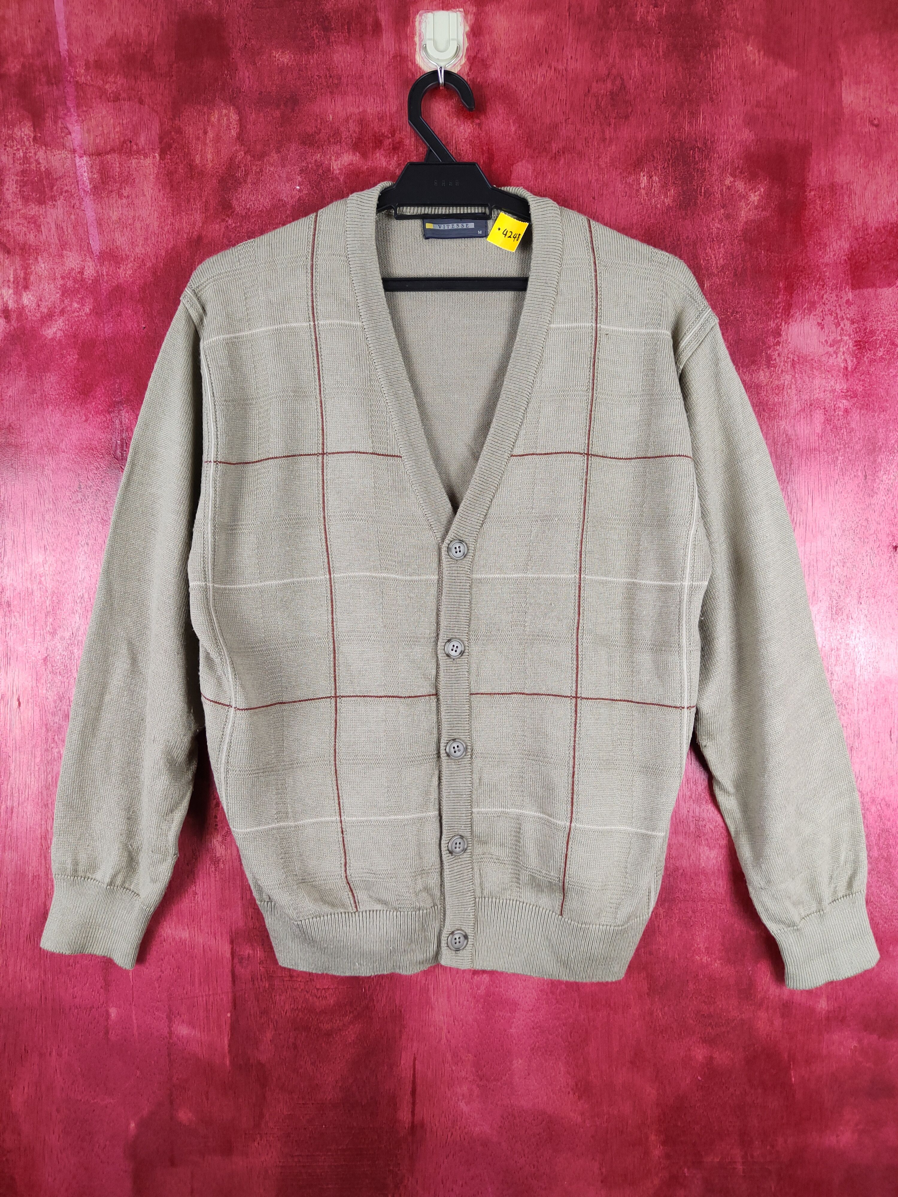 image of Vitesse Gray Knitwear Cardigan Vintage Japan S327 in Grey, Men's (Size Medium)