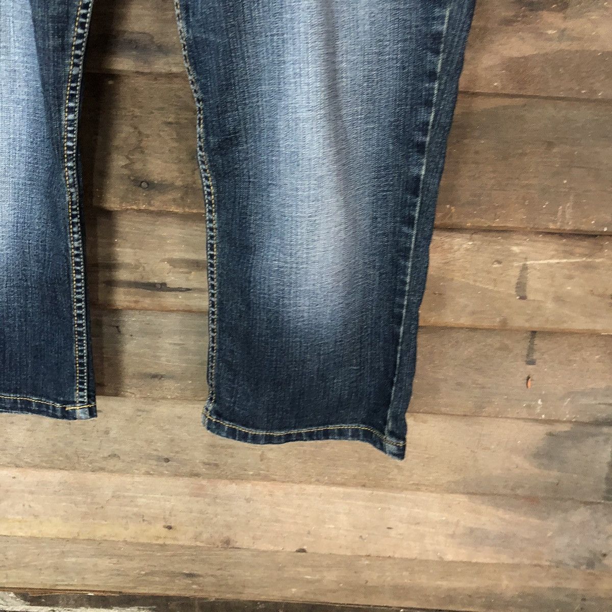 Japanese Brand Blue double waist Cropped denim jeans Pants #4616 Size US 33 - 7 Thumbnail