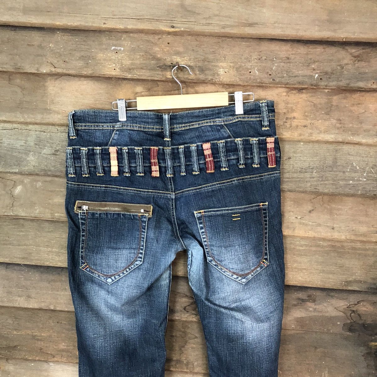 Japanese Brand Blue double waist Cropped denim jeans Pants #4616 Size US 33 - 12 Thumbnail