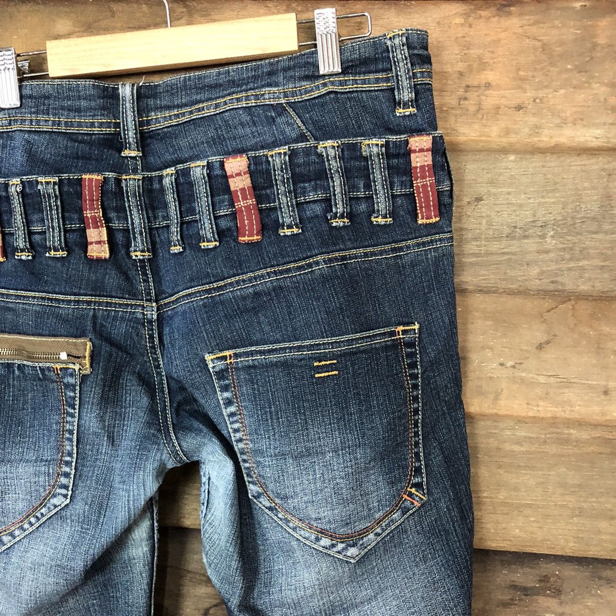 Japanese Brand Blue double waist Cropped denim jeans Pants #4616 Size US 33 - 15 Thumbnail