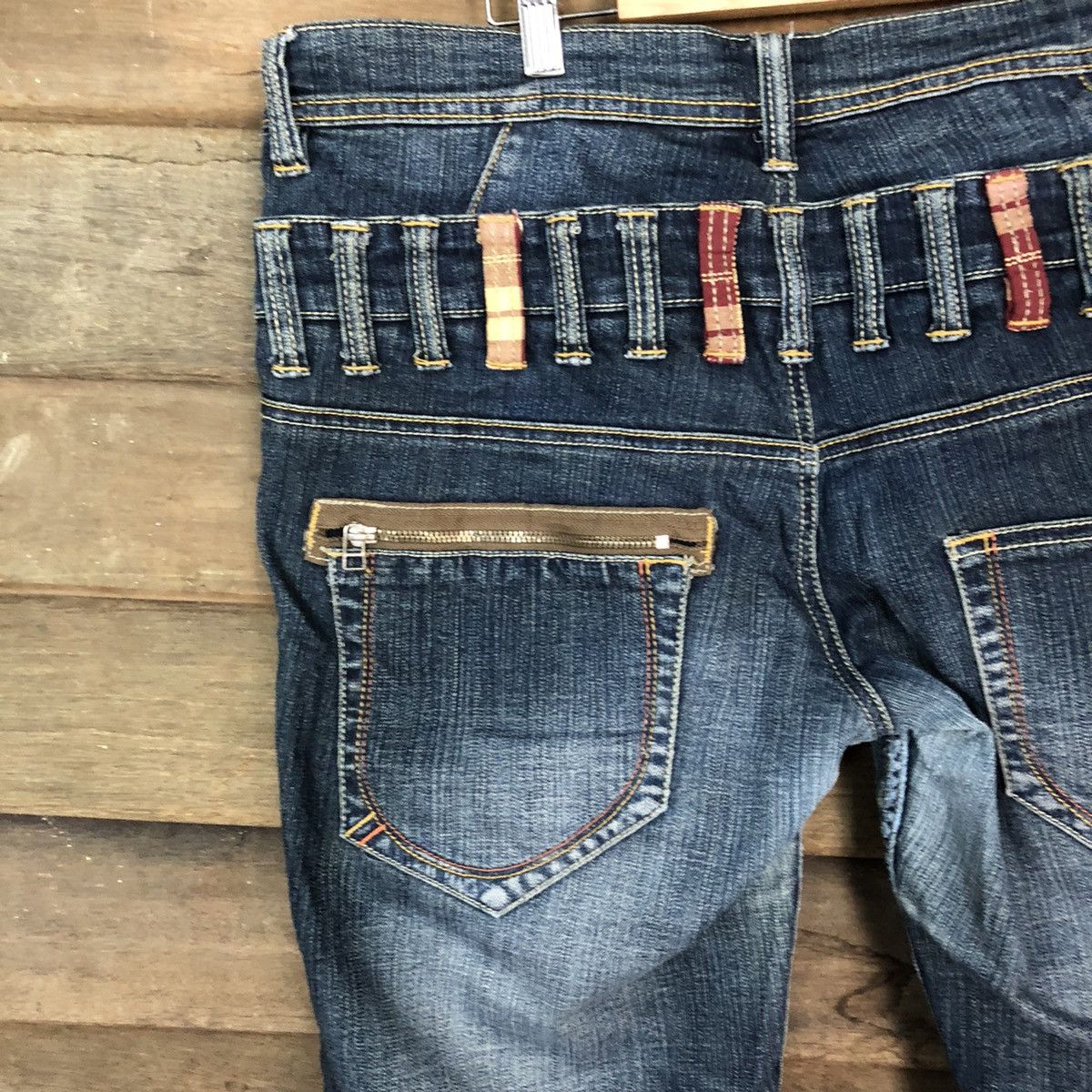 Japanese Brand Blue double waist Cropped denim jeans Pants #4616 Size US 33 - 14 Thumbnail