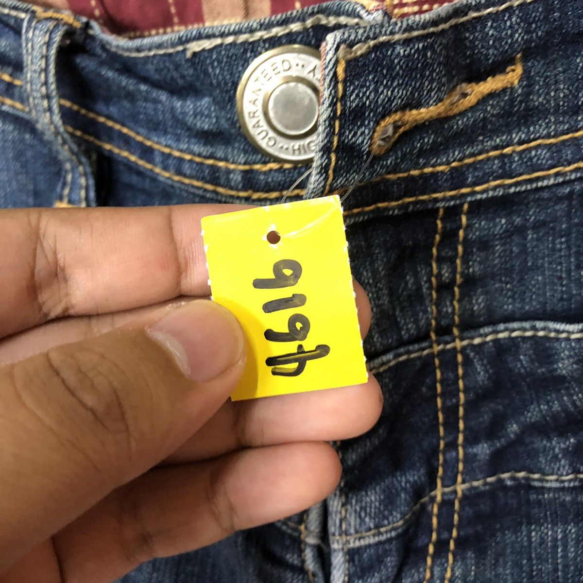 Japanese Brand Blue double waist Cropped denim jeans Pants #4616 Size US 33 - 10 Thumbnail