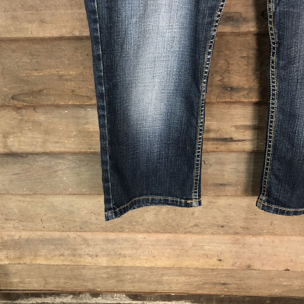 Japanese Brand Blue double waist Cropped denim jeans Pants #4616 Size US 33 - 6 Thumbnail
