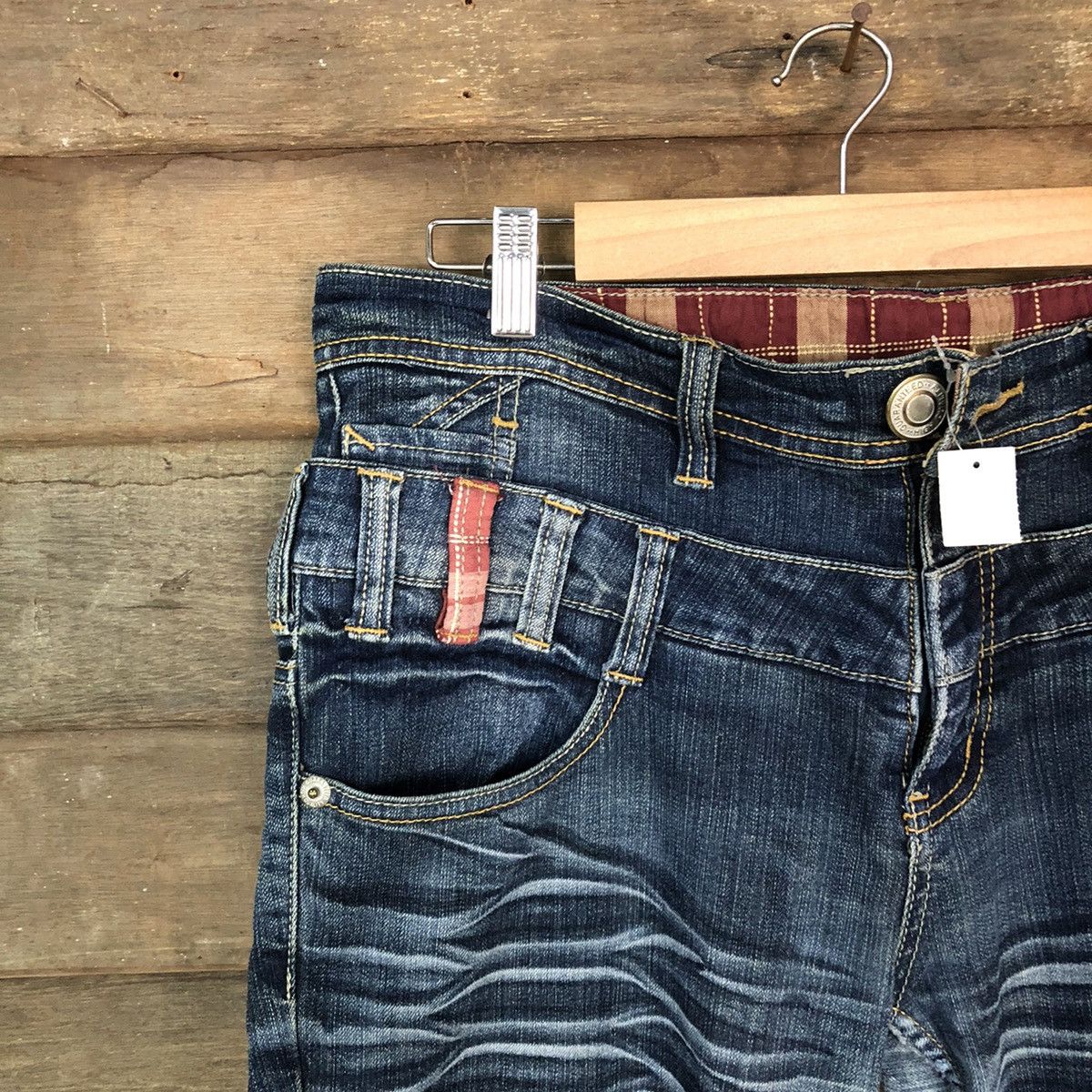 Japanese Brand Blue double waist Cropped denim jeans Pants #4616 Size US 33 - 4 Thumbnail