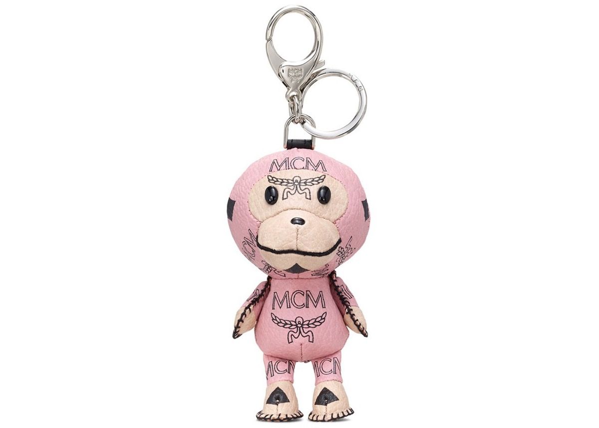Pre-owned Bape X Mcm Baby Milo Keychain Pink