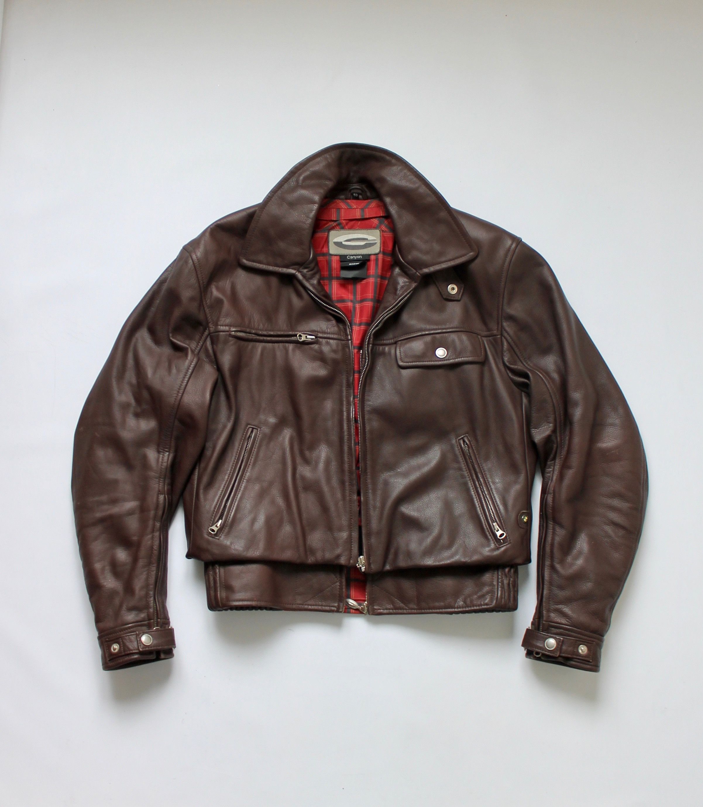 Vintage BMW Canyon Cruiser Leather Motorcycle Jacket Brown Nappa