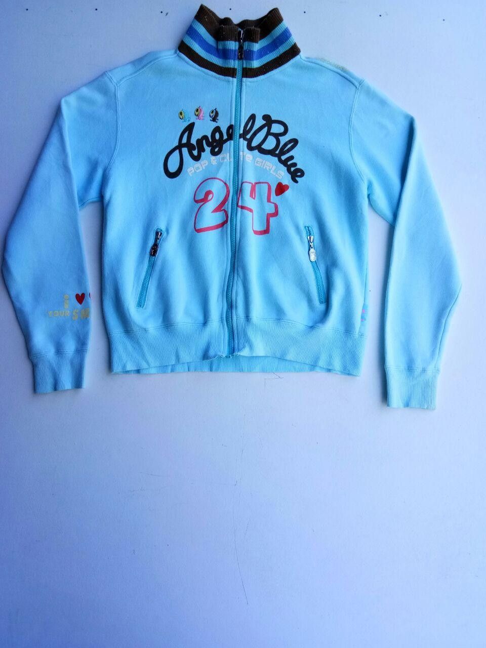 Designer Vintage Angel Blue Zipper Sweatshirt Size US L / EU 52-54 / 3 - 1 Thumbnail
