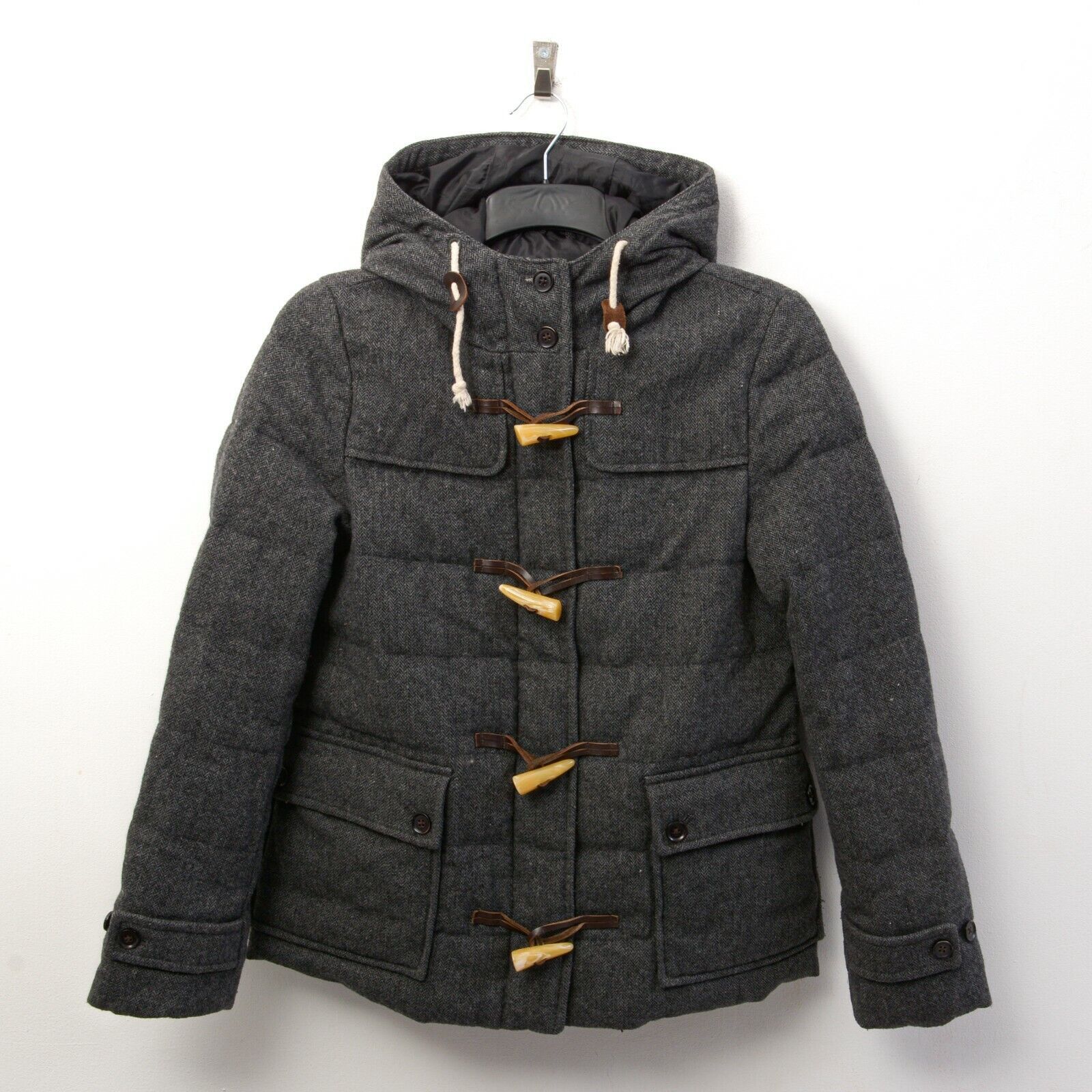 American Eagle Outfitters Women's Wool Over Coat Jacket Herringbone Tweed Zip Up Down Size S / US 4 / IT 40 - 1 Thumbnail