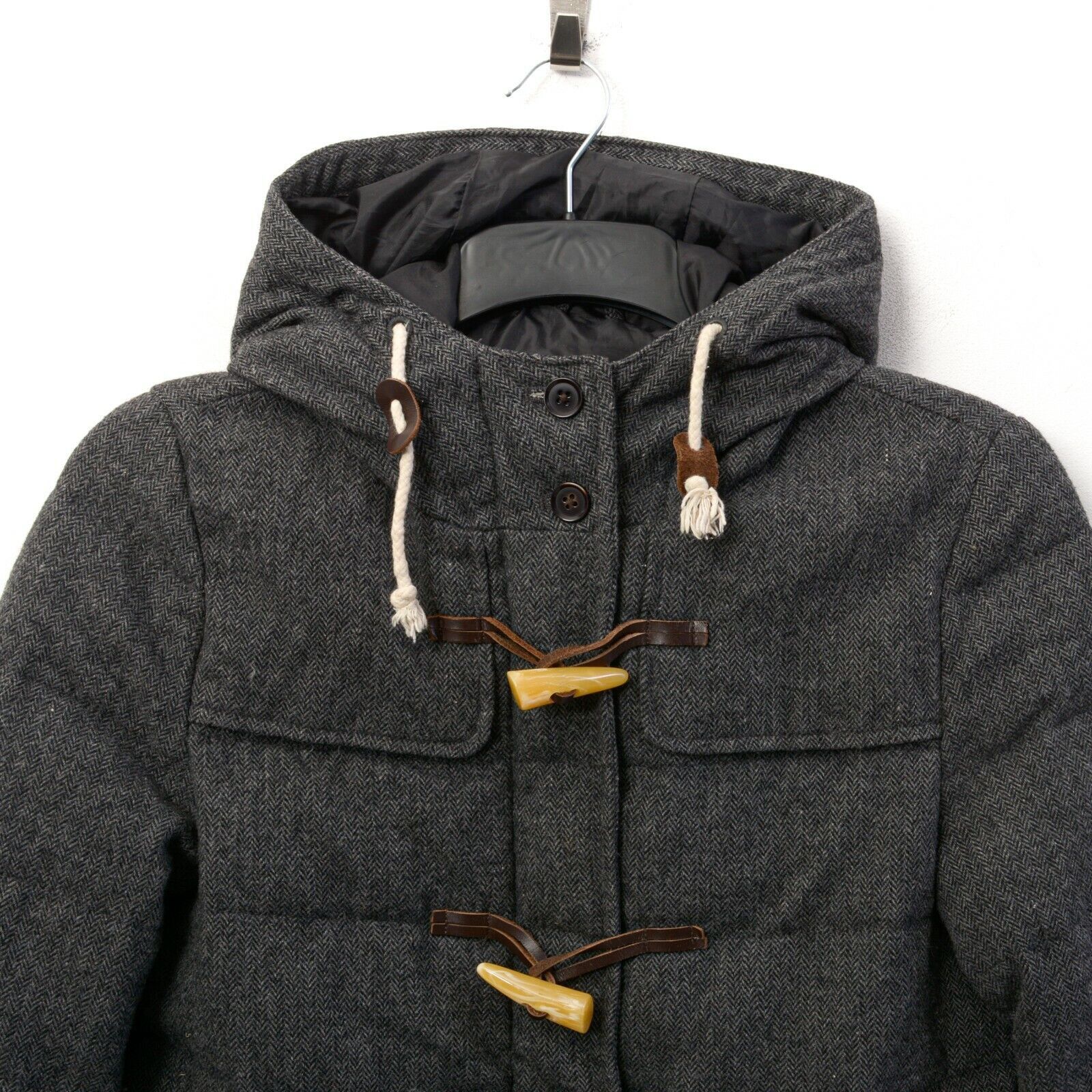 American Eagle Outfitters Women's Wool Over Coat Jacket Herringbone Tweed Zip Up Down Size S / US 4 / IT 40 - 2 Thumbnail