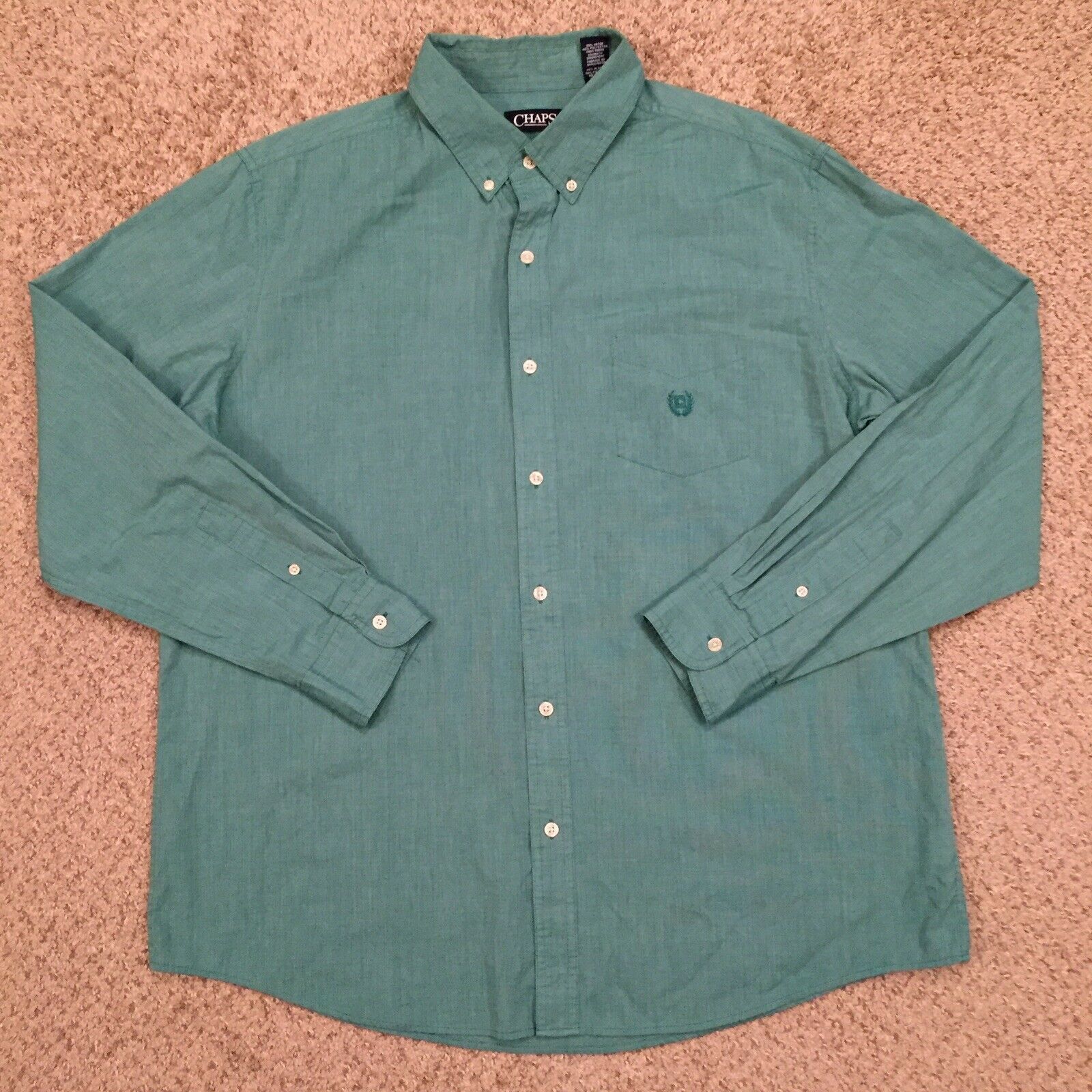 Chaps Chaps Easy Care Mens XL Green Long Sleeve Button Down Shirt | Grailed