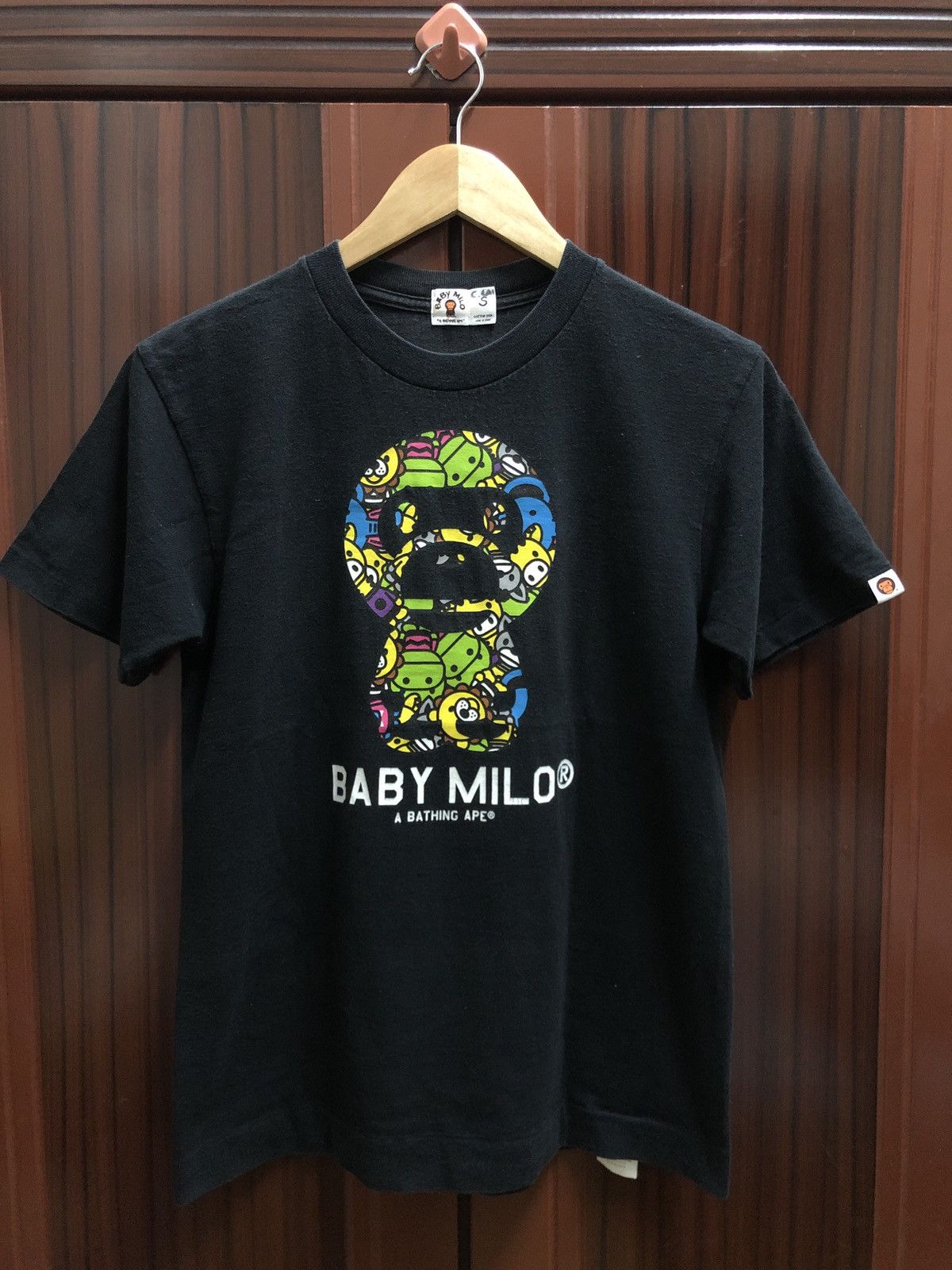 image of Bape Og Vintage Baby Milo Animal Kingdom Tee in Black, Men's (Size Small)