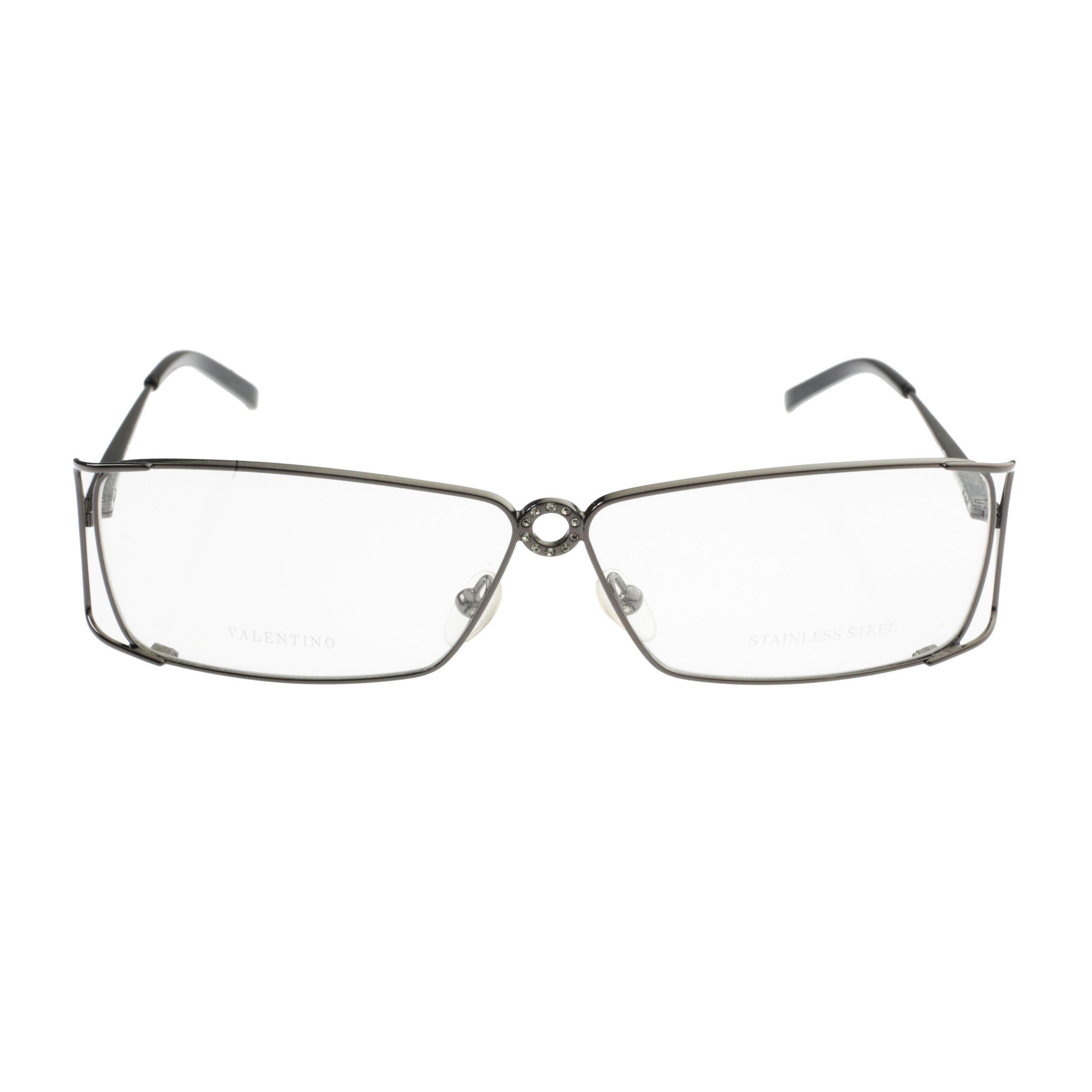 Valentino Valentino '90s Crystal Black Rectangular Frame Glasses Size ONE SIZE - 1 Thumbnail