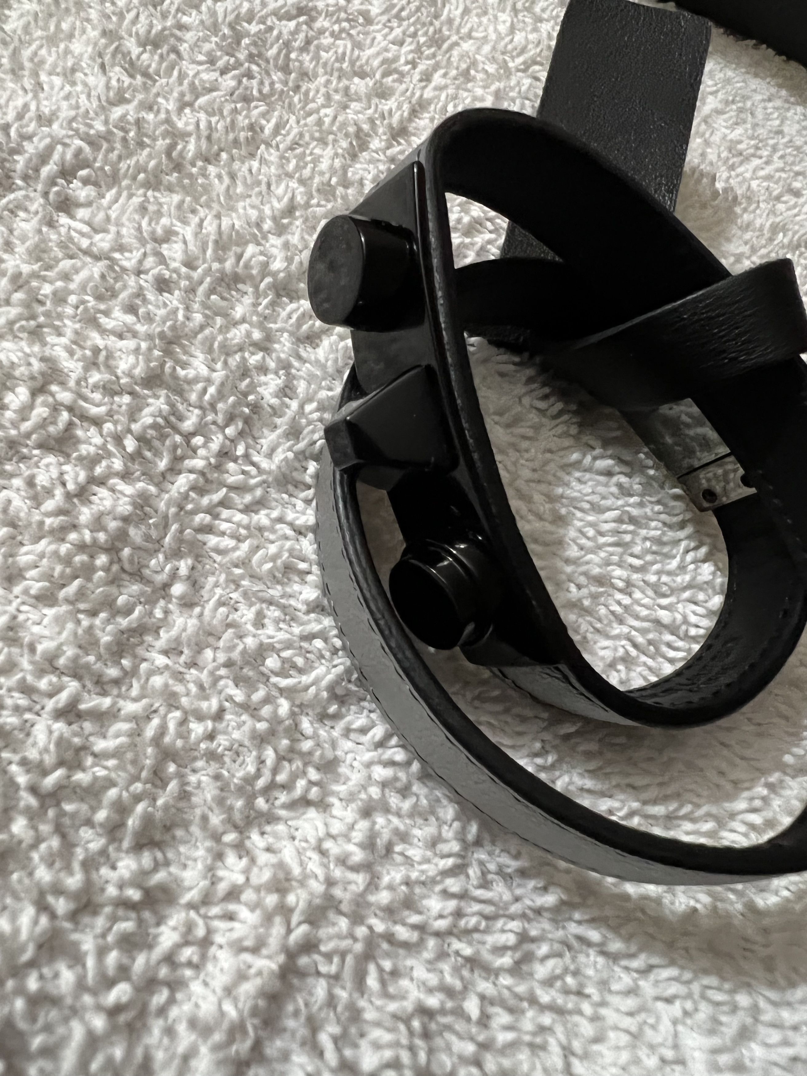Yves Saint Laurent (size M) monet 3 Clous Double Wrap Bracelet Silver Leather Size ONE SIZE - 3 Thumbnail