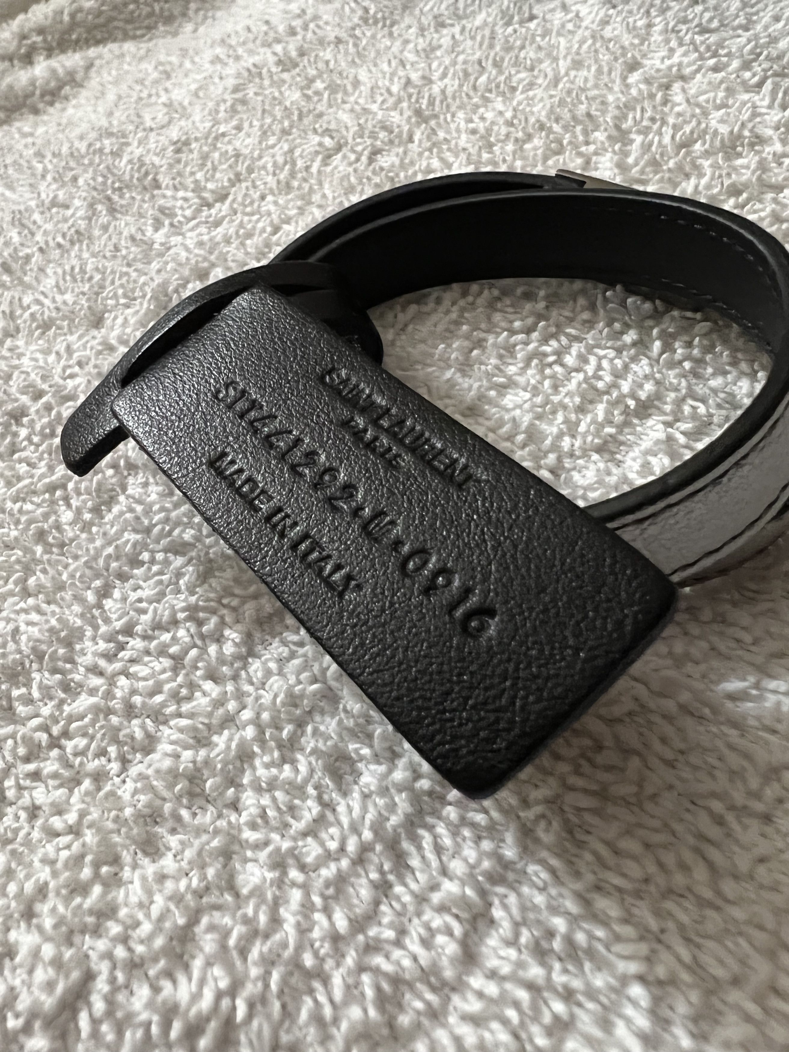 Yves Saint Laurent (size M) monet 3 Clous Double Wrap Bracelet Silver Leather Size ONE SIZE - 4 Thumbnail