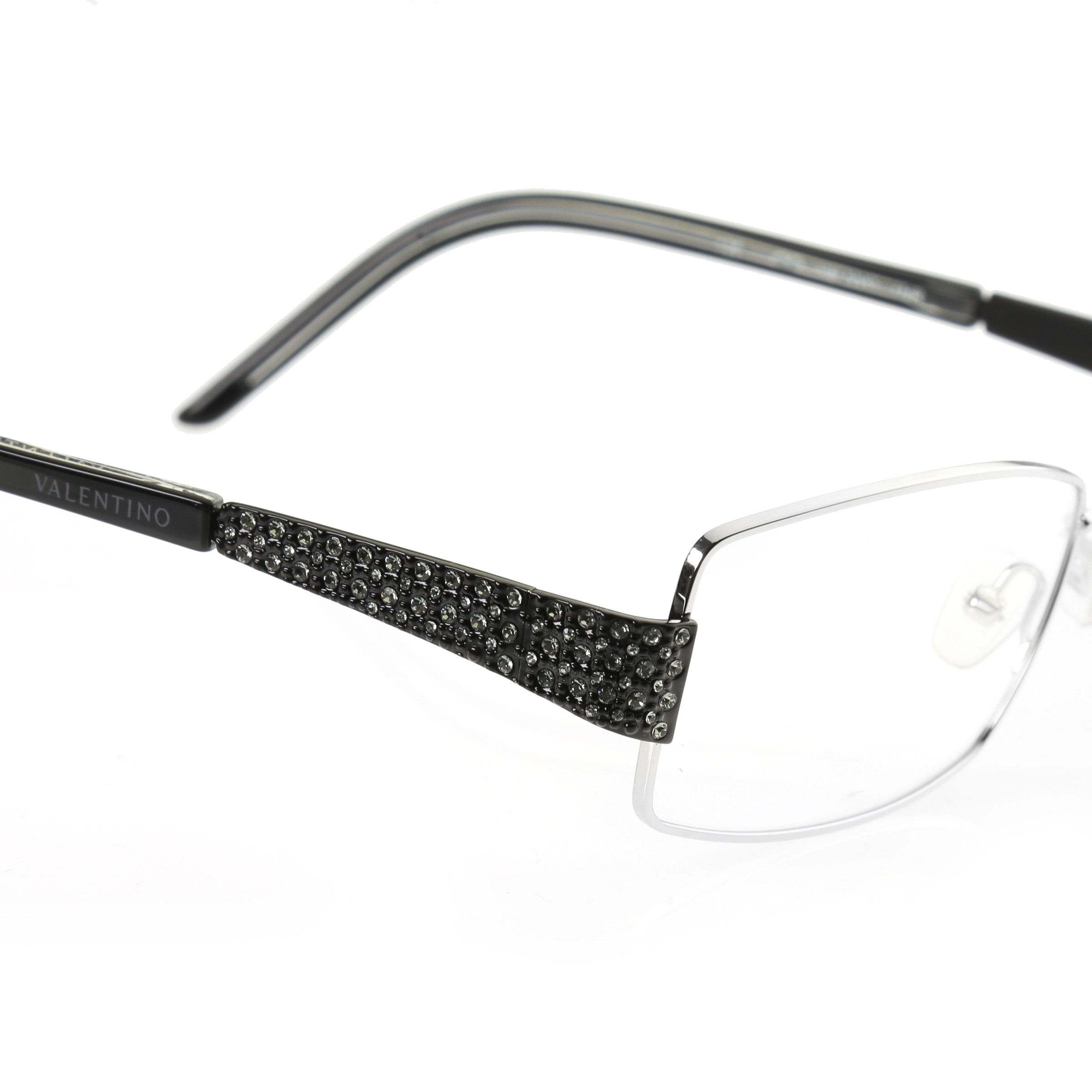 Valentino Valentino '90s Crystal Black Rectangular Frame Glasses Size ONE SIZE - 2 Thumbnail