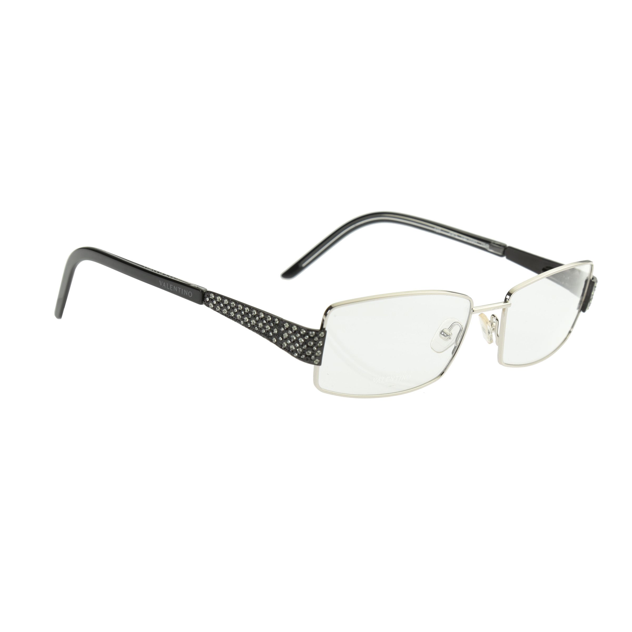 Valentino Valentino '90s Crystal Black Rectangular Frame Glasses Size ONE SIZE - 1 Thumbnail