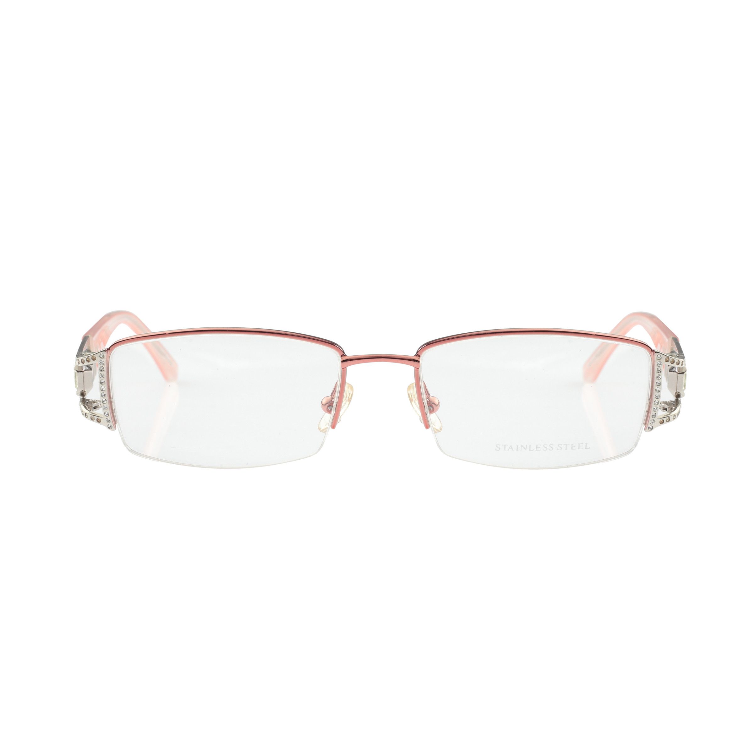 Valentino Valentino '90s Baby Pink Crystal Half Rim Glasses Size ONE SIZE - 3 Thumbnail