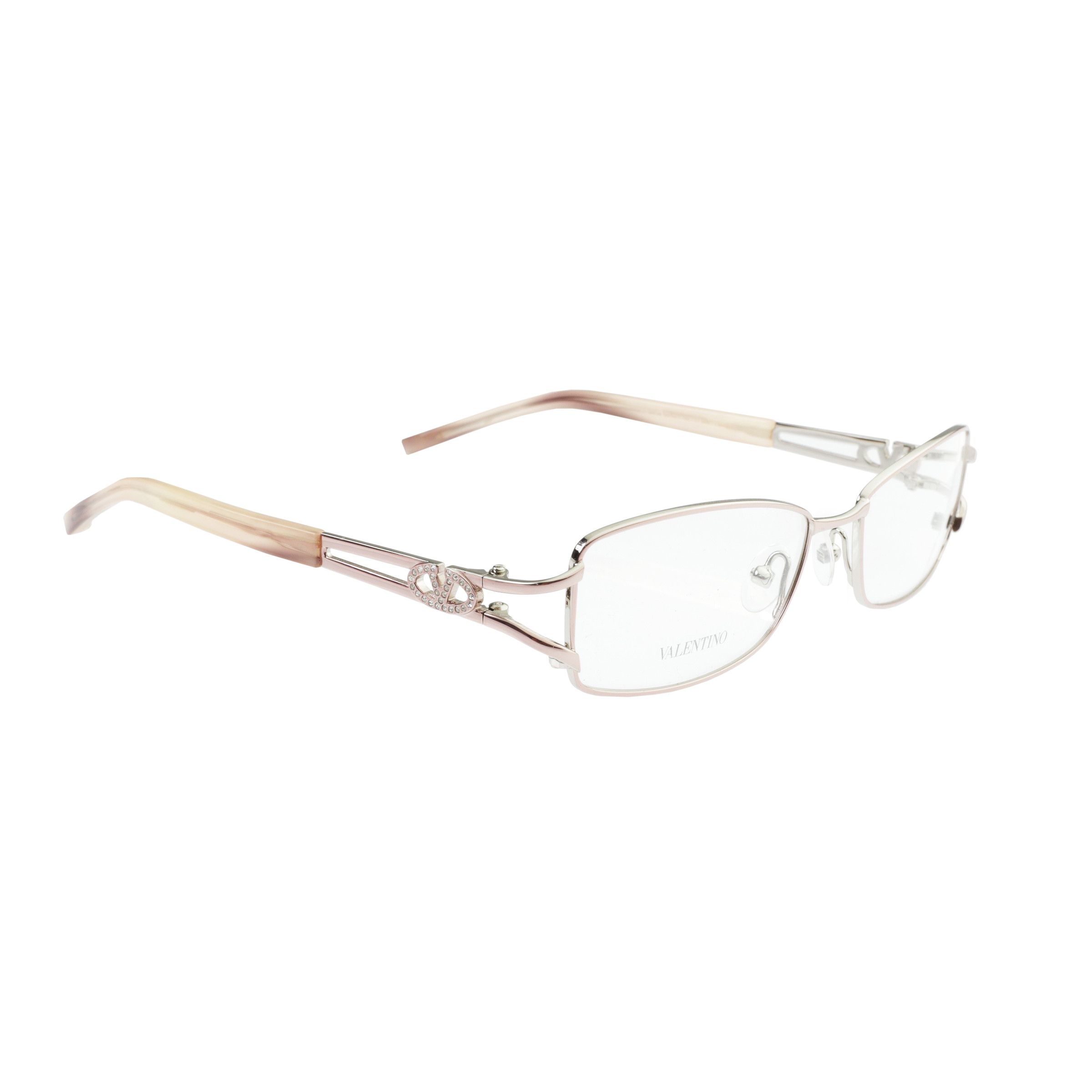 Valentino × Vintage Valentino '90s Crystal Signature Baby Pink Frame Glasses Size ONE SIZE - 1 Thumbnail
