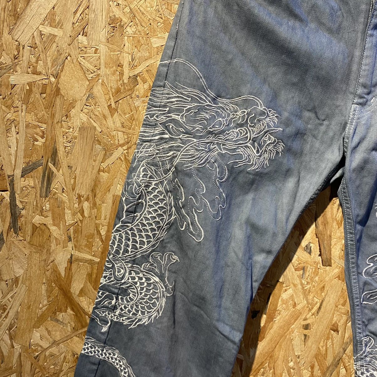 Japanese Brand RARE‼️Sukajan Dragon Embroidered Denim Jeans Grey Size US 30 / EU 46 - 4 Thumbnail