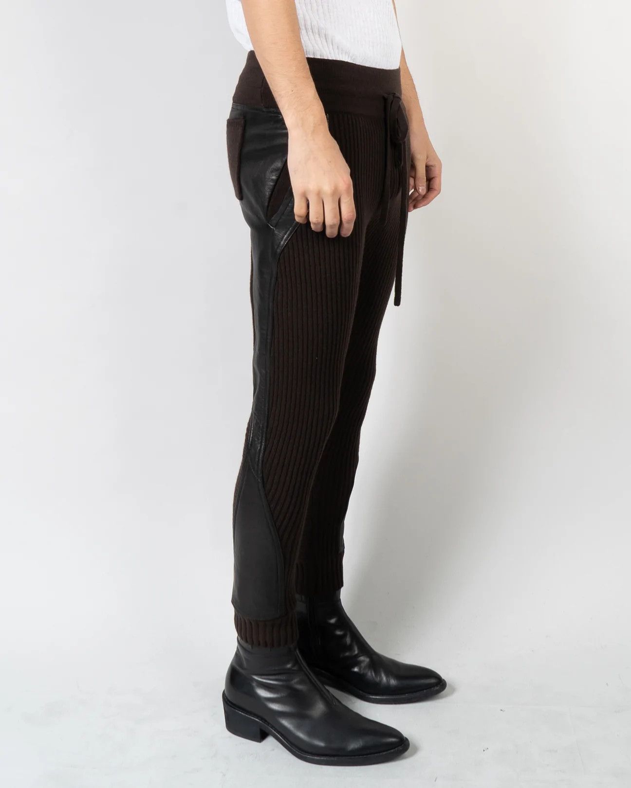 Haider Ackermann FW17 Brown Leather Patched Lounge Trousers Size US 30 / EU 46 - 2 Thumbnail