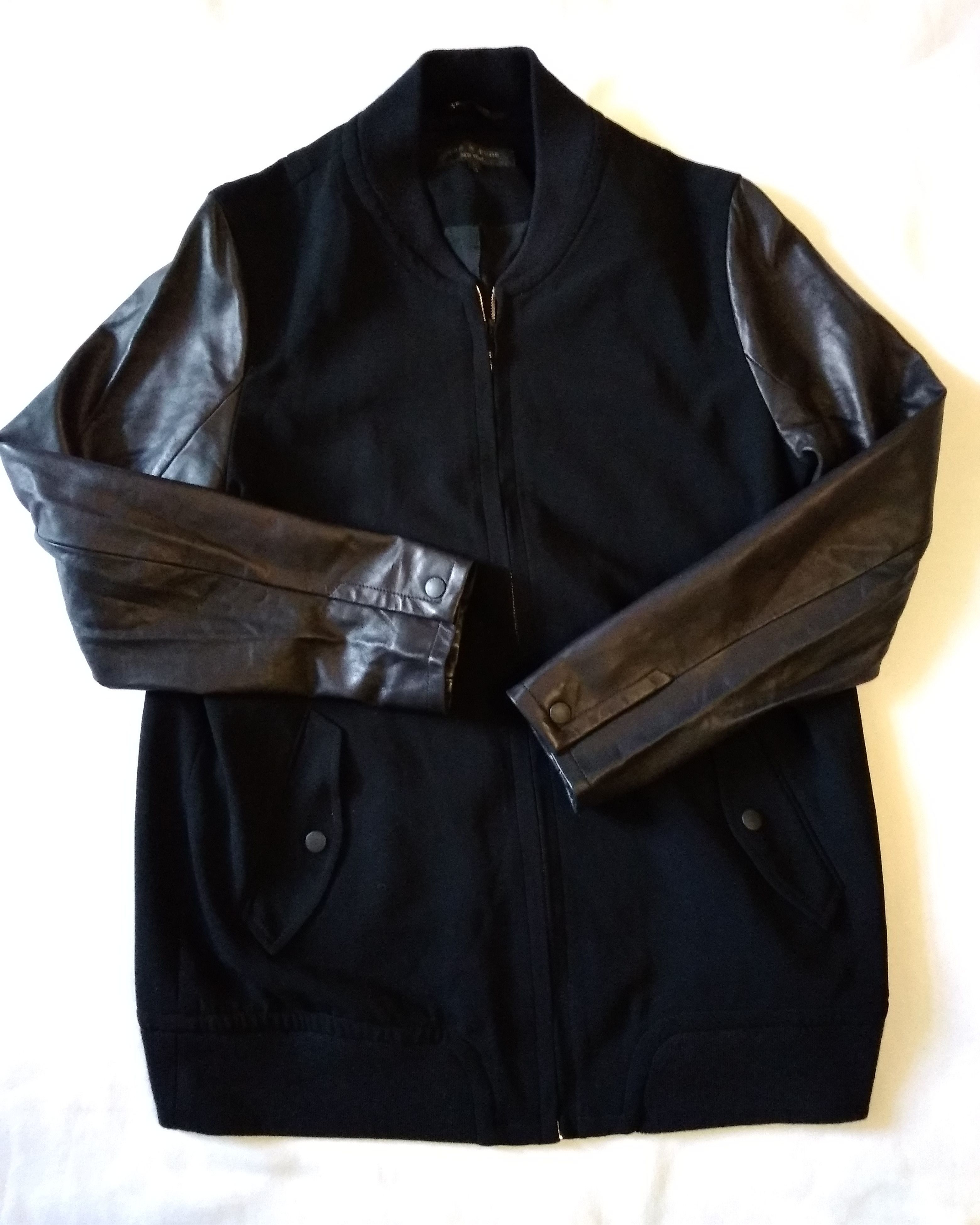 Rag & Bone × Vintage Rag & Bone WMN VINTAGE Bomber Jacket leather sleeve Size L / US 10 / IT 46 - 1 Thumbnail