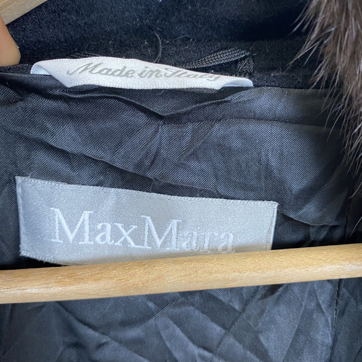 Designer × Max Mara MAX MARA MINK FUR COLLAR WOOL LONG JACKET Size US M / EU 48-50 / 2 - 9 Thumbnail