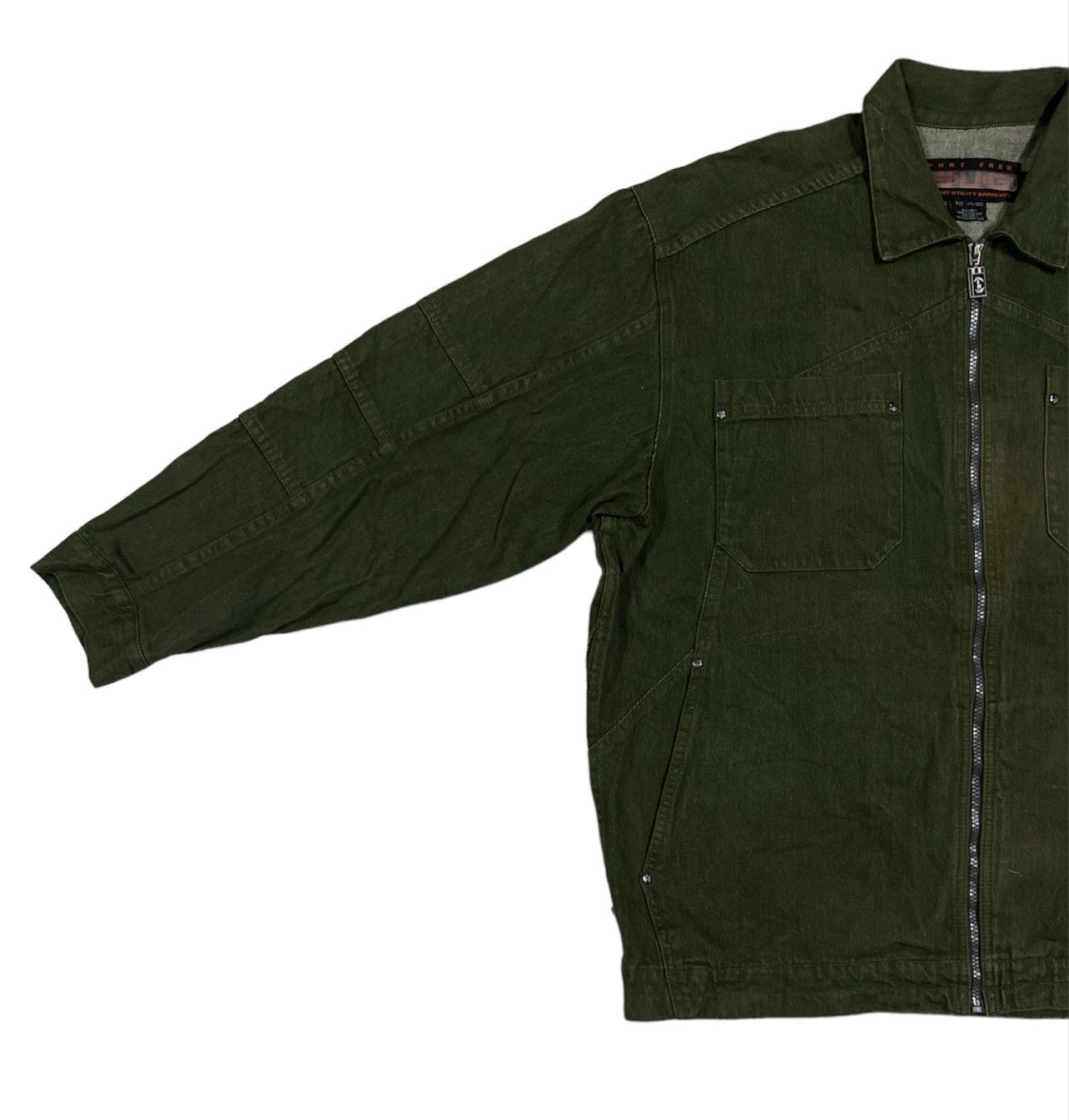 Phat Farm × Vintage PHAT FARM ARMY GREEN DENIM JACKET 90s Y2K RAPPER STYLE Size US XXL / EU 58 / 5 - 3 Thumbnail