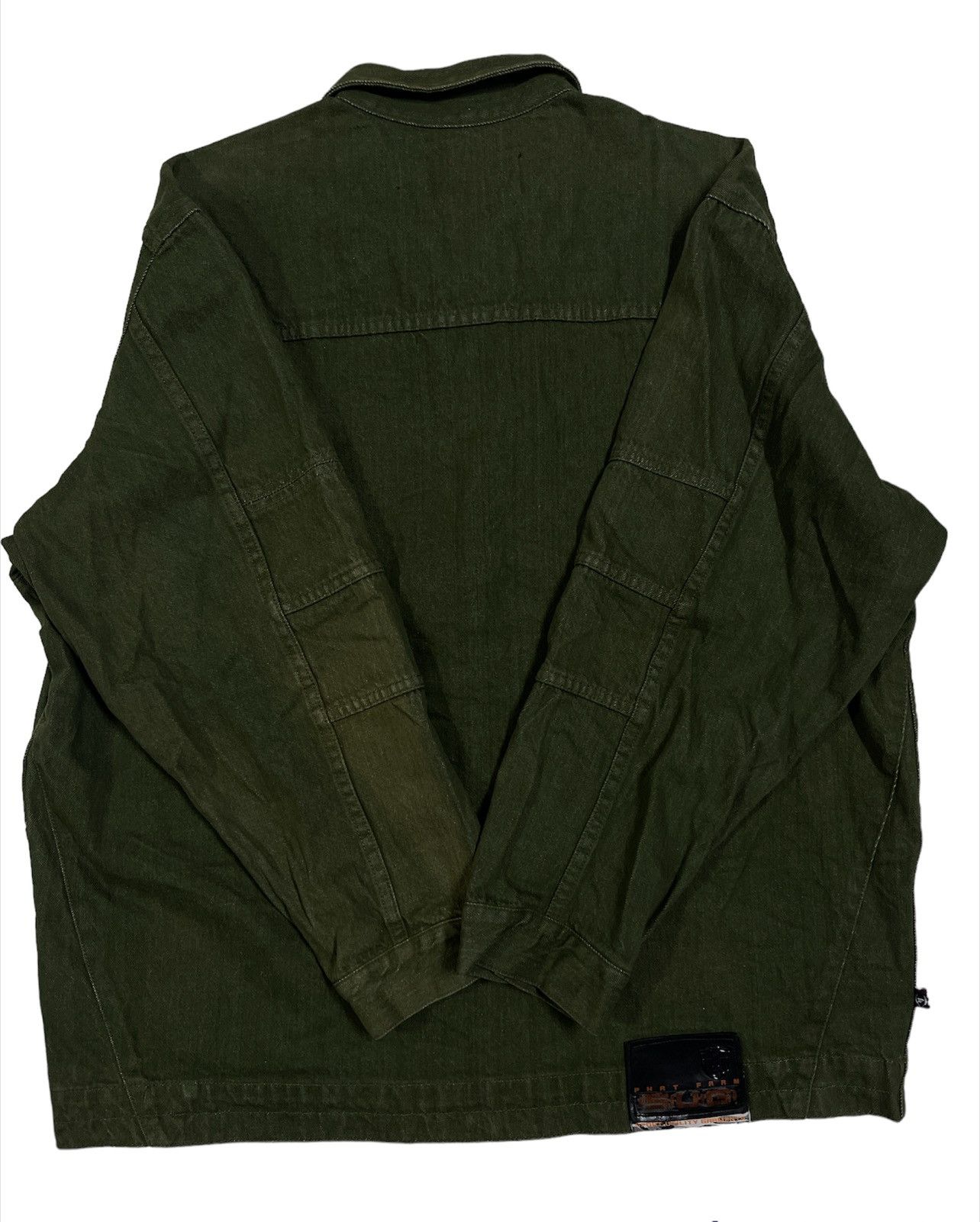 Phat Farm × Vintage PHAT FARM ARMY GREEN DENIM JACKET 90s Y2K RAPPER STYLE Size US XXL / EU 58 / 5 - 7 Thumbnail