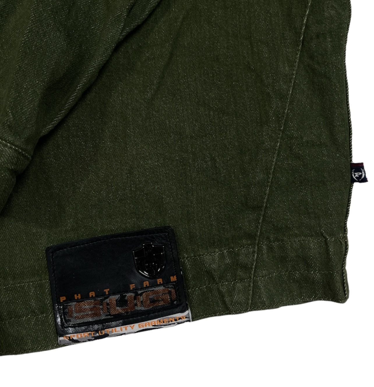 Phat Farm × Vintage PHAT FARM ARMY GREEN DENIM JACKET 90s Y2K RAPPER STYLE Size US XXL / EU 58 / 5 - 6 Thumbnail